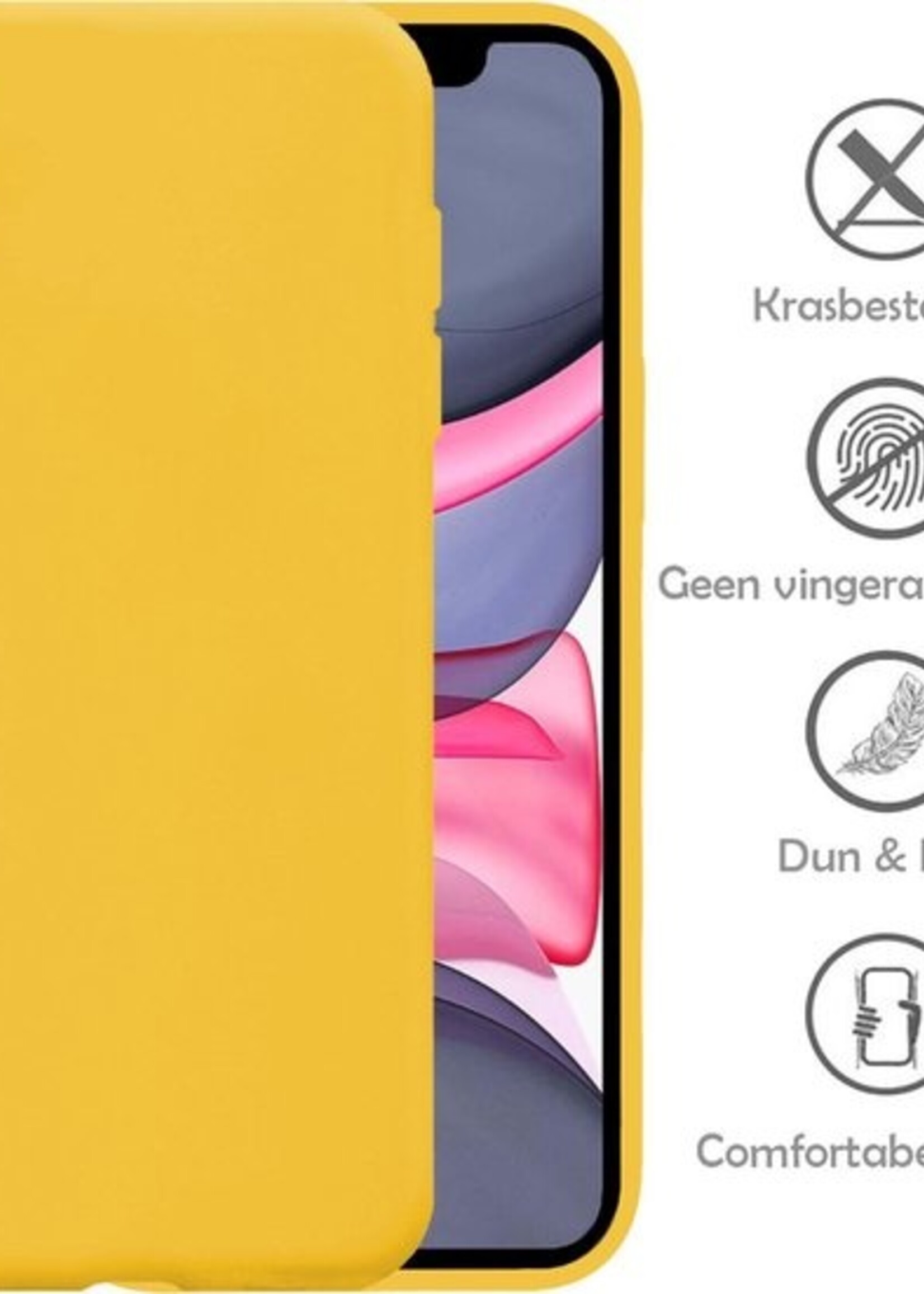 LUQ Hoesje Geschikt voor iPhone X Hoesje Siliconen Case - Hoes Geschikt voor iPhone X Hoes Siliconen - Geel