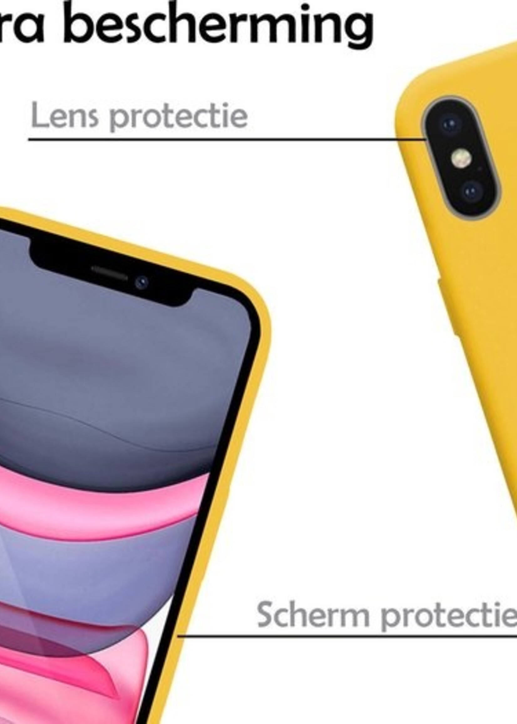 LUQ Hoesje Geschikt voor iPhone X Hoesje Siliconen Case - Hoes Geschikt voor iPhone X Hoes Siliconen - Geel - 2 Stuks