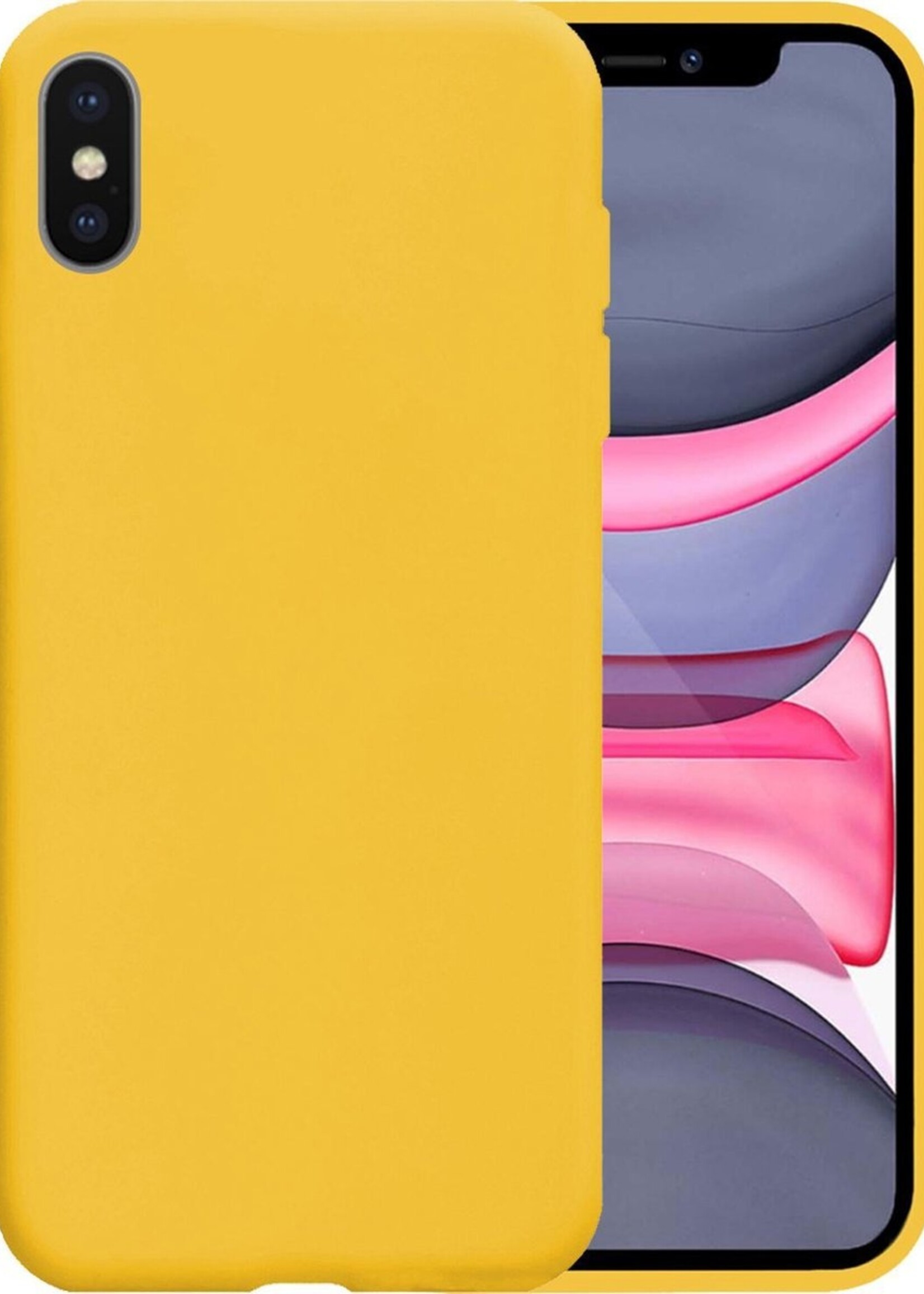 LUQ Hoesje Geschikt voor iPhone Xs Hoesje Siliconen Case - Hoes Geschikt voor iPhone Xs Hoes Siliconen - Geel