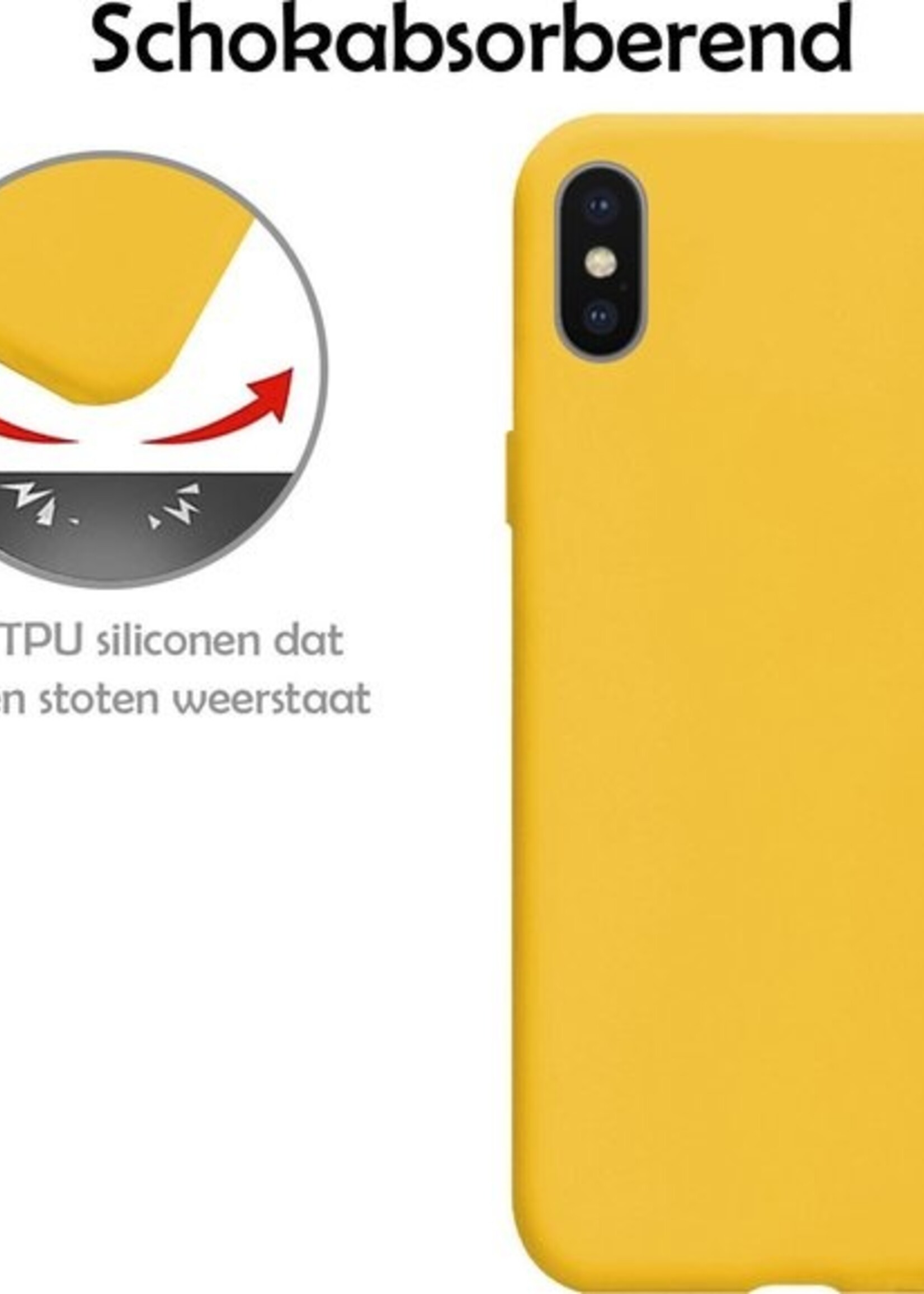 LUQ Hoesje Geschikt voor iPhone Xs Hoesje Siliconen Case - Hoes Geschikt voor iPhone Xs Hoes Siliconen - Geel