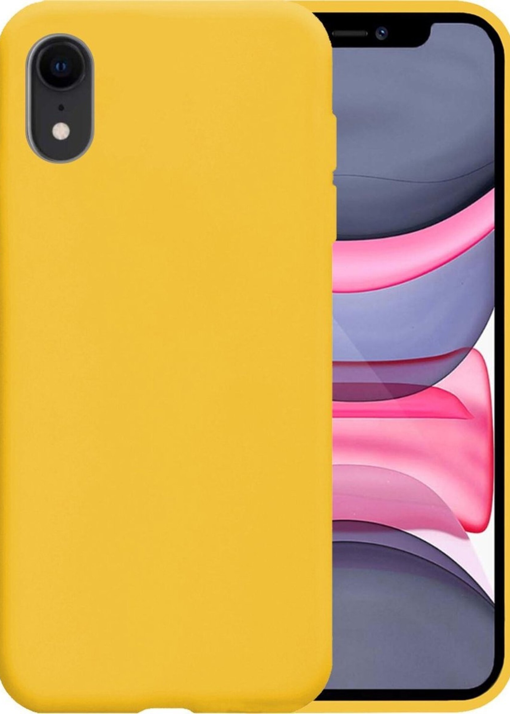 LUQ Hoesje Geschikt voor iPhone XR Hoesje Siliconen Case - Hoes Geschikt voor iPhone XR Hoes Siliconen - Geel