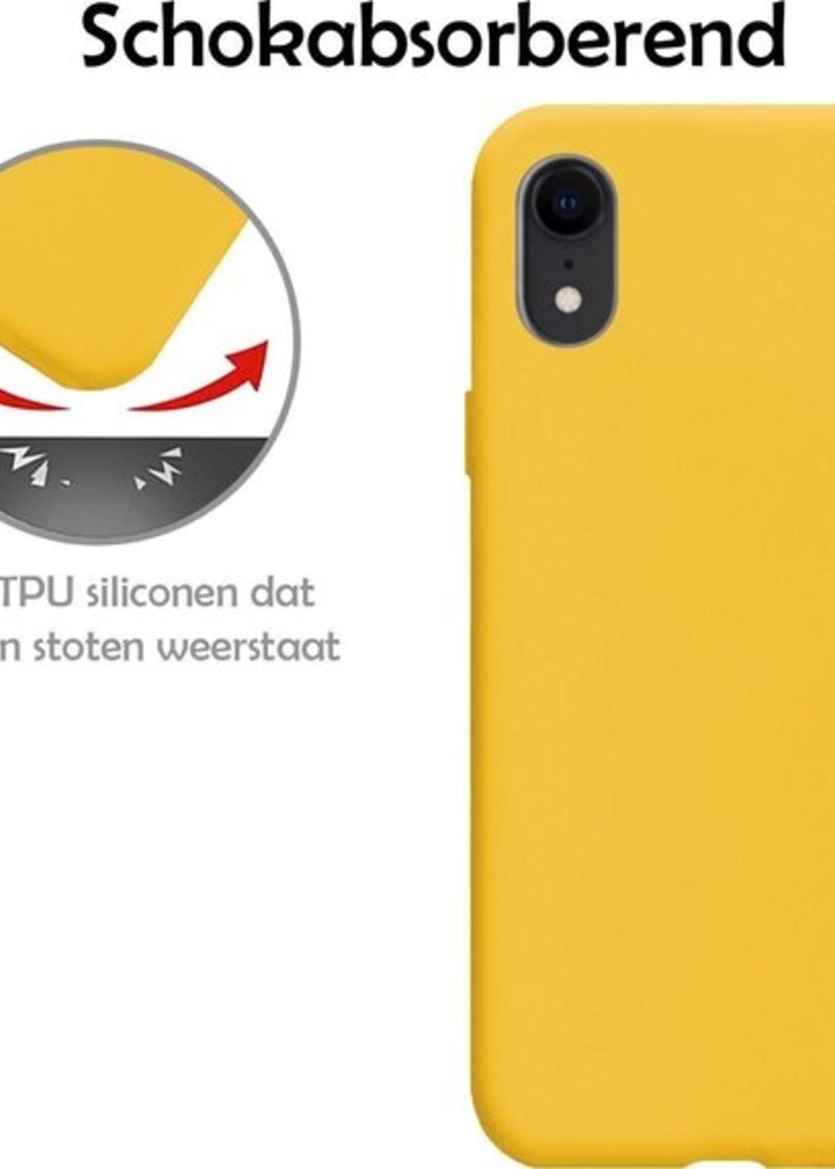 LUQ Hoesje Geschikt voor iPhone XR Hoesje Siliconen Case - Hoes Geschikt voor iPhone XR Hoes Siliconen - Geel