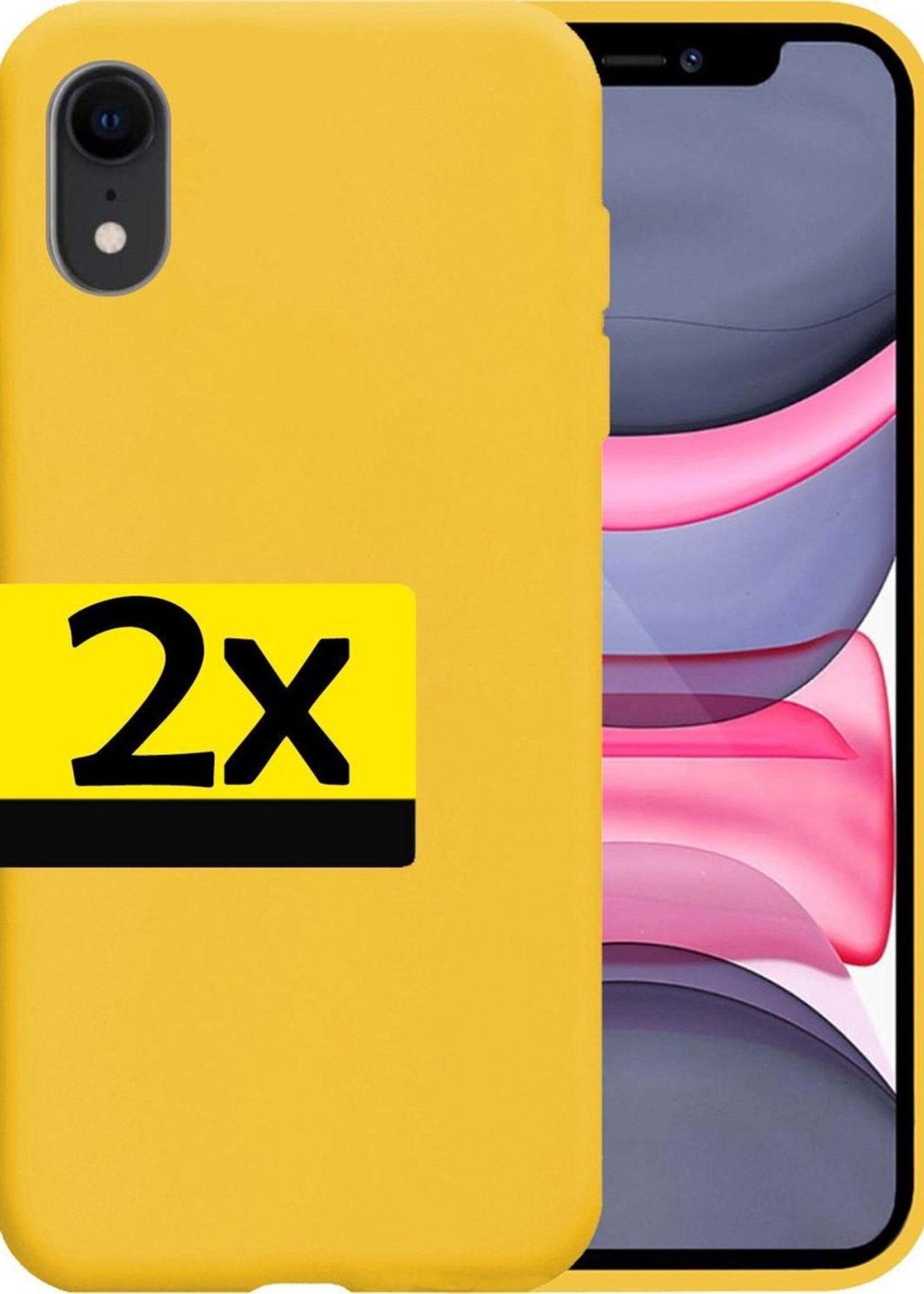 LUQ Hoesje Geschikt voor iPhone XR Hoesje Siliconen Case - Hoes Geschikt voor iPhone XR Hoes Siliconen - Geel - 2 Stuks