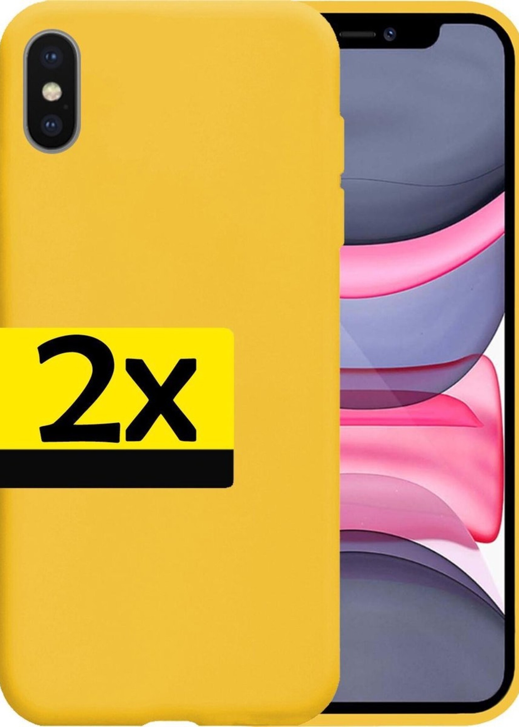 LUQ Hoesje Geschikt voor iPhone Xs Max Hoesje Siliconen Case - Hoes Geschikt voor iPhone Xs Max Hoes Siliconen - Geel - 2 Stuks