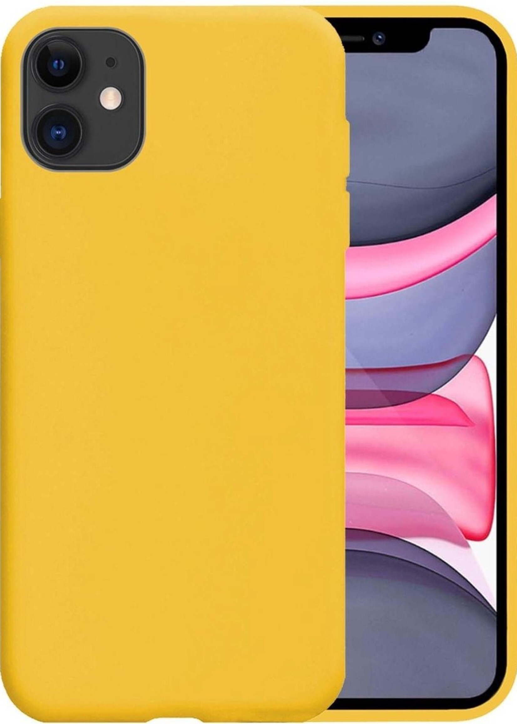 LUQ Hoesje Geschikt voor iPhone 11 Hoesje Siliconen Case - Hoes Geschikt voor iPhone 11 Hoes Siliconen - Geel
