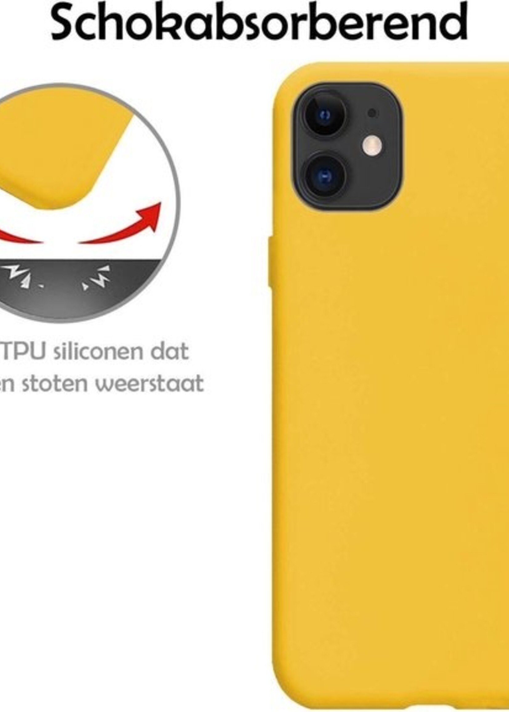 LUQ Hoesje Geschikt voor iPhone 11 Hoesje Siliconen Case - Hoes Geschikt voor iPhone 11 Hoes Siliconen - Geel