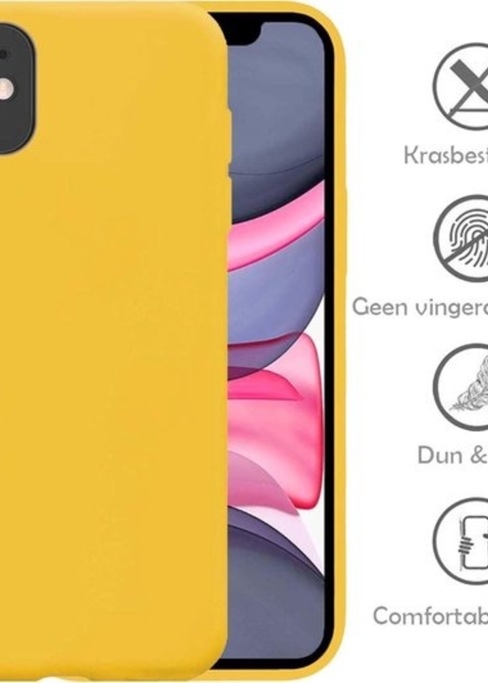 LUQ Hoesje Geschikt voor iPhone 11 Hoesje Siliconen Case - Hoes Geschikt voor iPhone 11 Hoes Siliconen - Geel