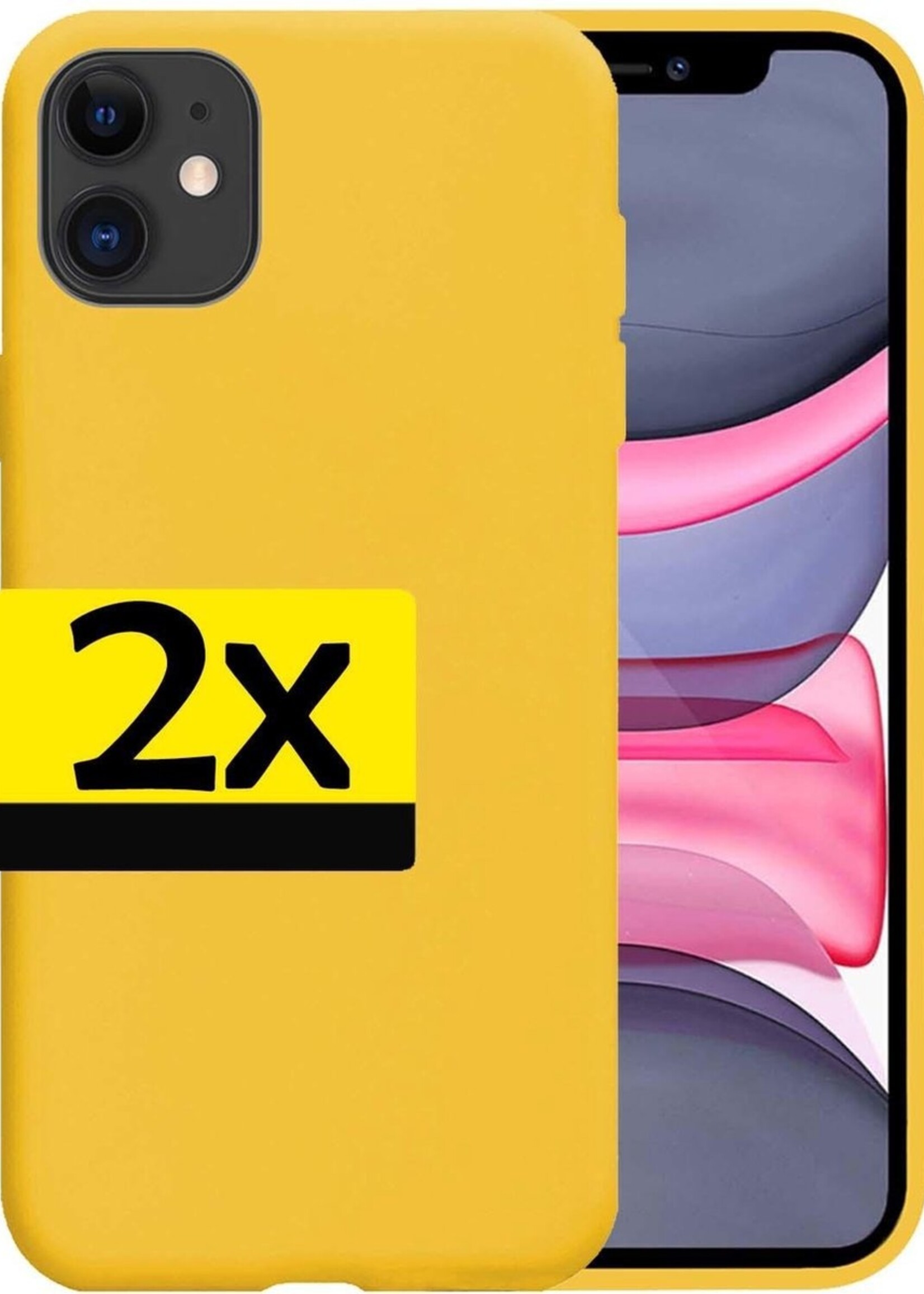 LUQ Hoesje Geschikt voor iPhone 11 Hoesje Siliconen Case - Hoes Geschikt voor iPhone 11 Hoes Siliconen - Geel - 2 Stuks