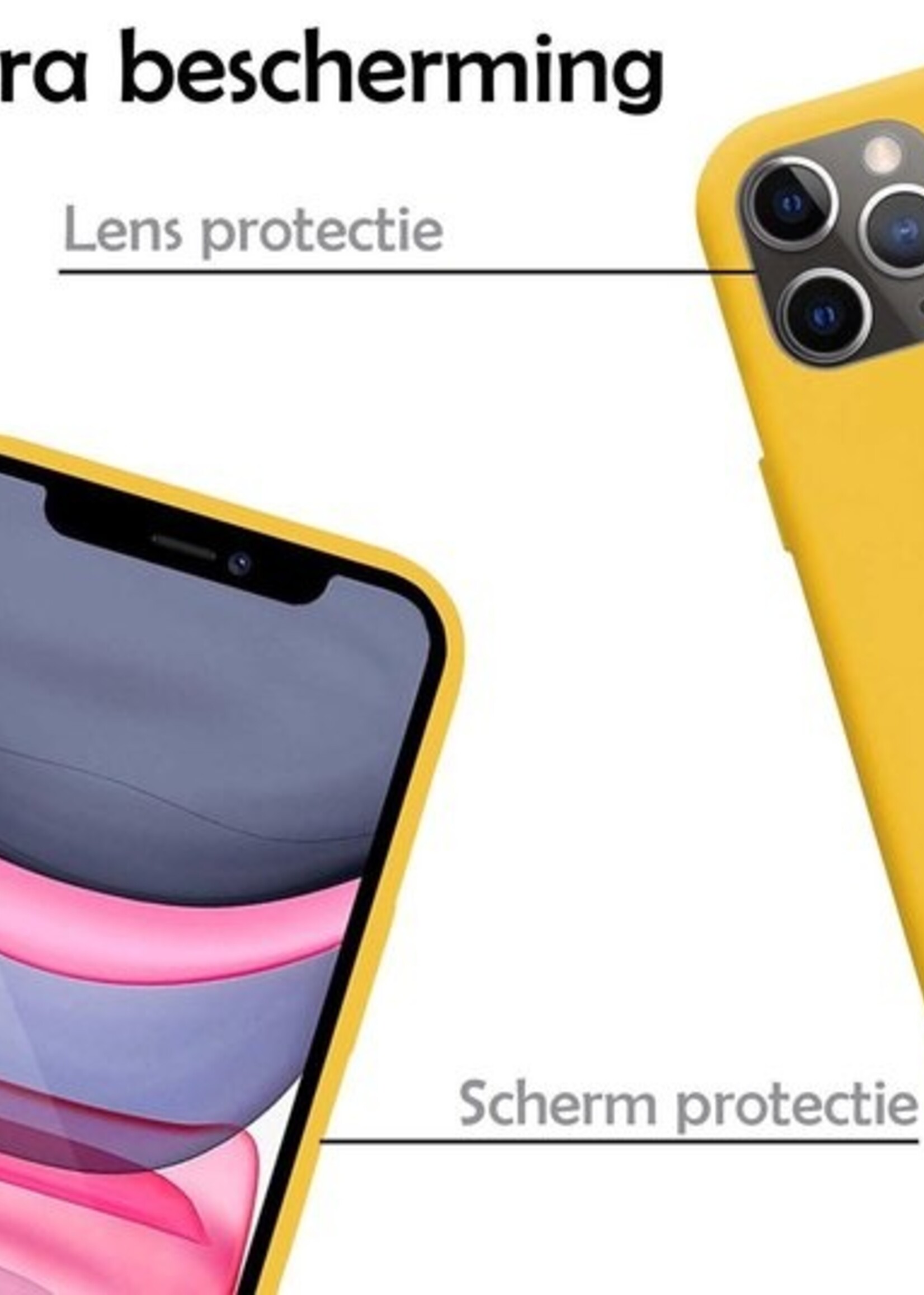 LUQ Hoesje Geschikt voor iPhone 11 Pro Hoesje Siliconen Case - Hoes Geschikt voor iPhone 11 Pro Hoes Siliconen - Geel