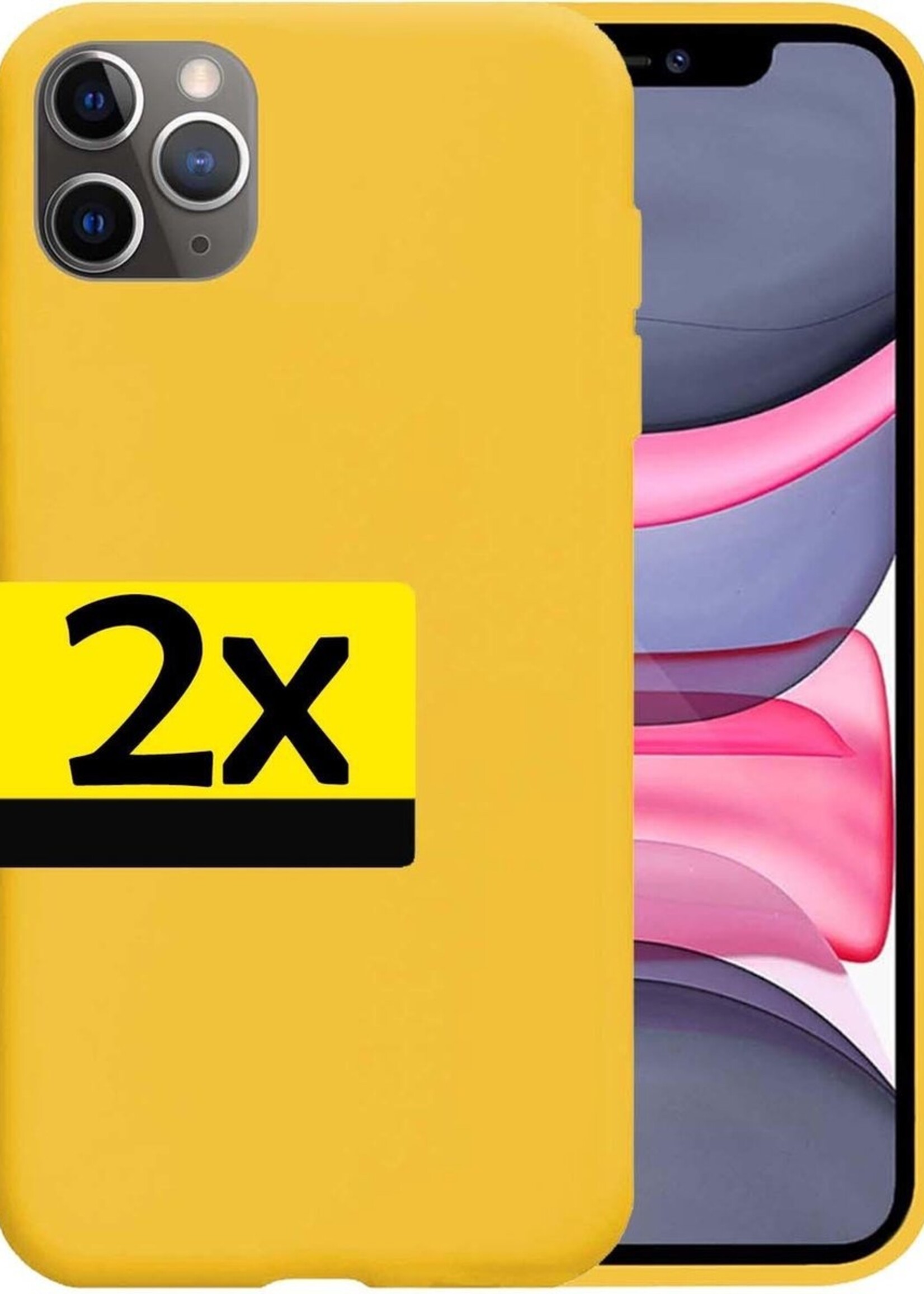 LUQ Hoesje Geschikt voor iPhone 11 Pro Max Hoesje Siliconen Case - Hoes Geschikt voor iPhone 11 Pro Max Hoes Siliconen - Geel - 2 Stuks