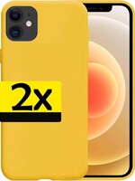LUQ LUQ iPhone 12 Mini hoesje siliconen - Geel - 2 PACK