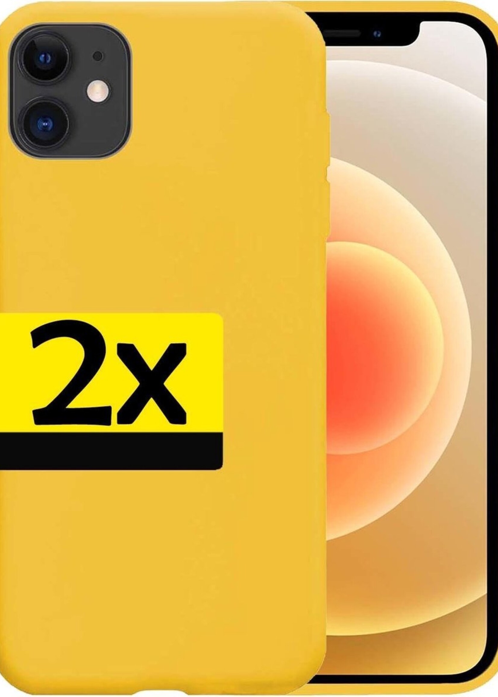 LUQ Hoesje Geschikt voor iPhone 12 Mini Hoesje Siliconen Case - Hoes Geschikt voor iPhone 12 Mini Hoes Siliconen - Geel - 2 Stuks