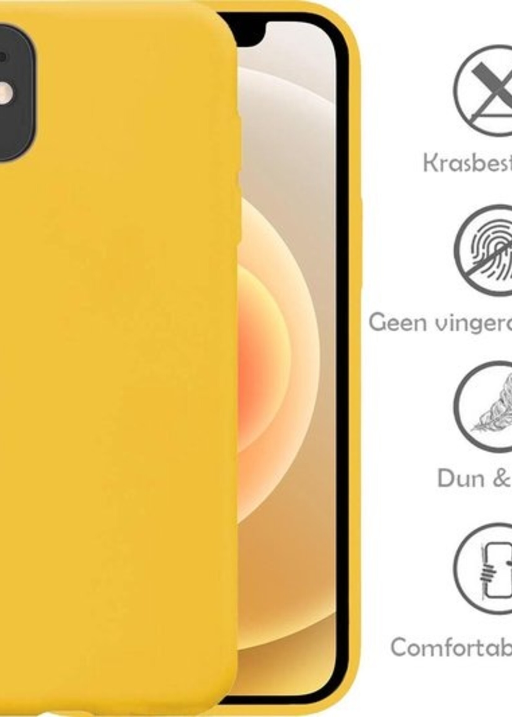 LUQ Hoesje Geschikt voor iPhone 12 Mini Hoesje Siliconen Case - Hoes Geschikt voor iPhone 12 Mini Hoes Siliconen - Geel - 2 Stuks