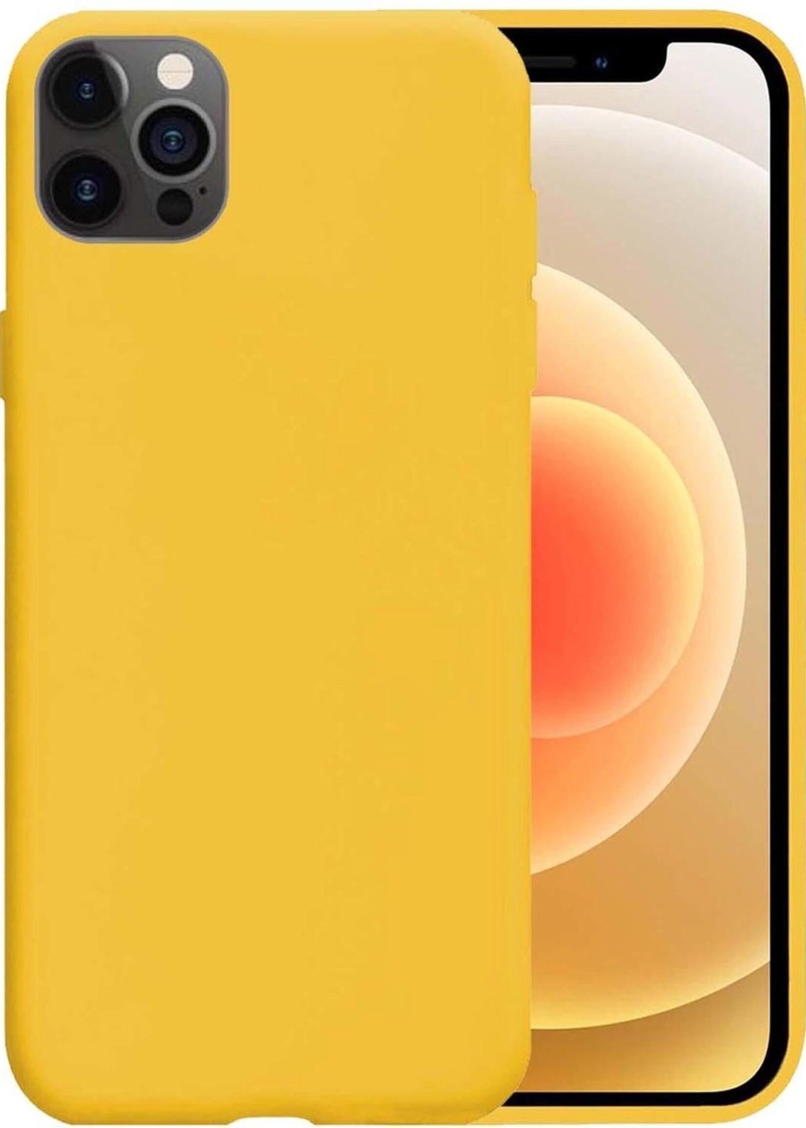 LUQ Hoesje Geschikt voor iPhone 12 Pro Max Hoesje Siliconen Case - Hoes Geschikt voor iPhone 12 Pro Max Hoes Siliconen - Geel