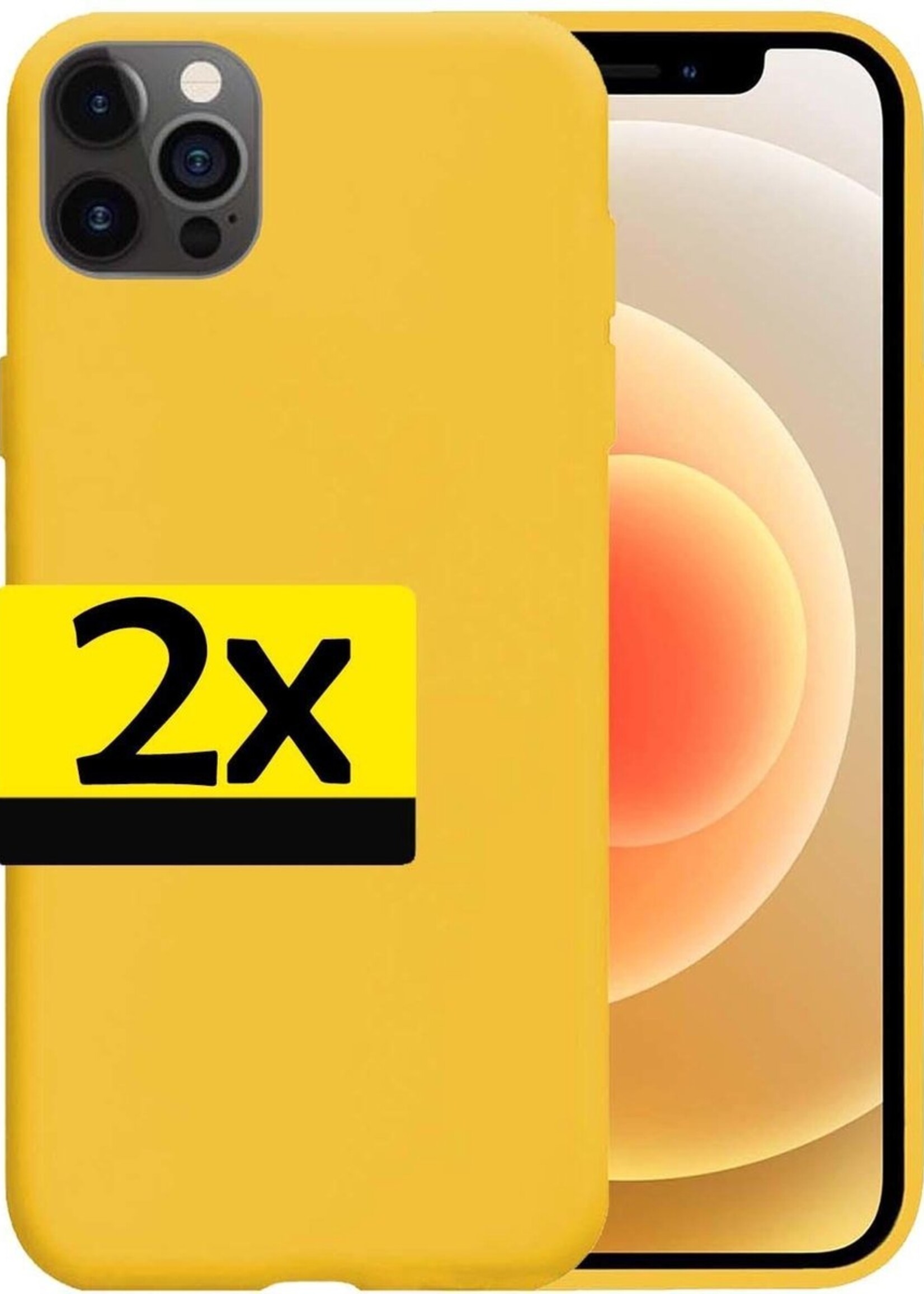LUQ Hoesje Geschikt voor iPhone 12 Pro Max Hoesje Siliconen Case - Hoes Geschikt voor iPhone 12 Pro Max Hoes Siliconen - Geel - 2 Stuks