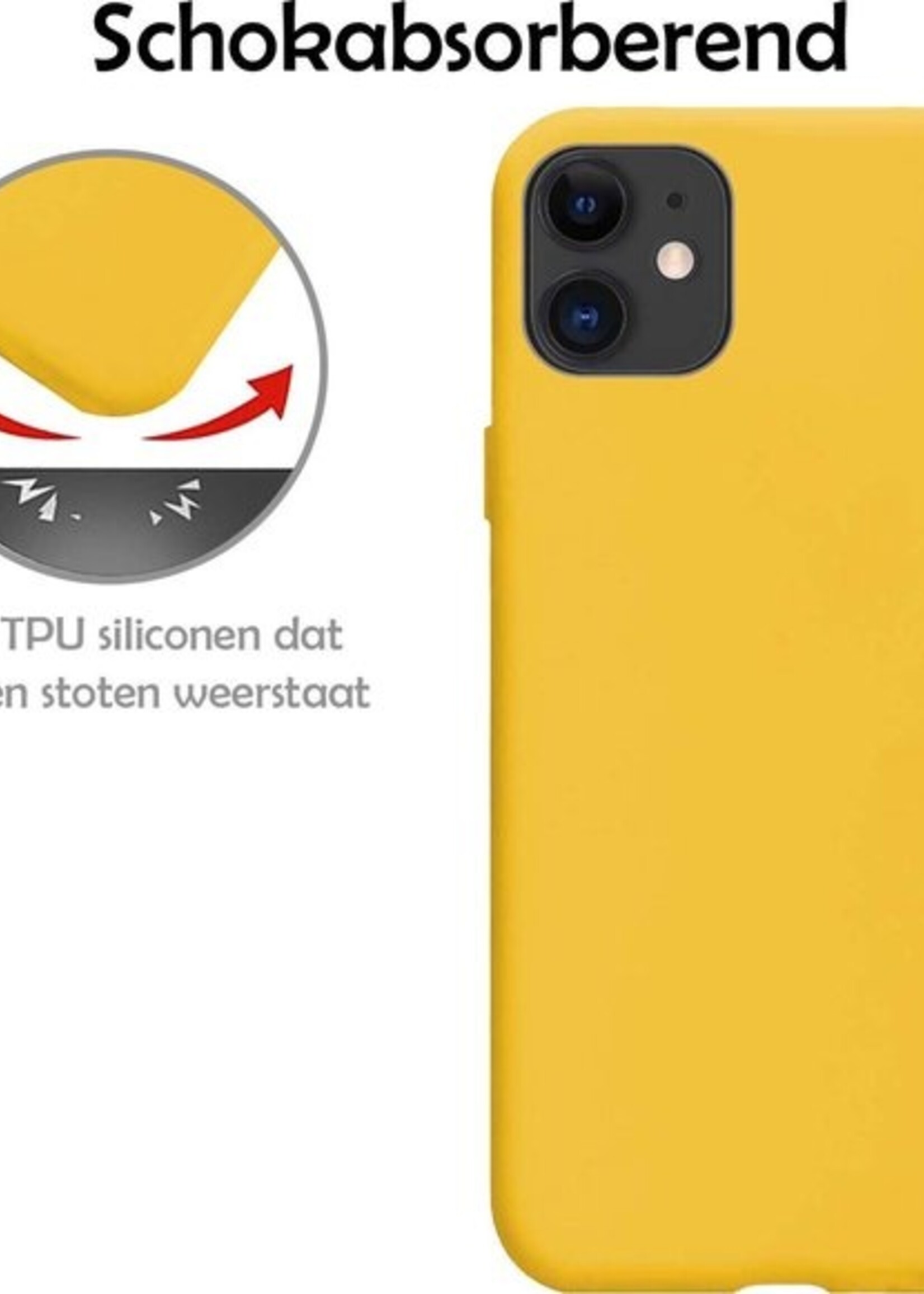 LUQ Hoesje Geschikt voor iPhone 12 Pro Max Hoesje Siliconen Case - Hoes Geschikt voor iPhone 12 Pro Max Hoes Siliconen - Geel - 2 Stuks