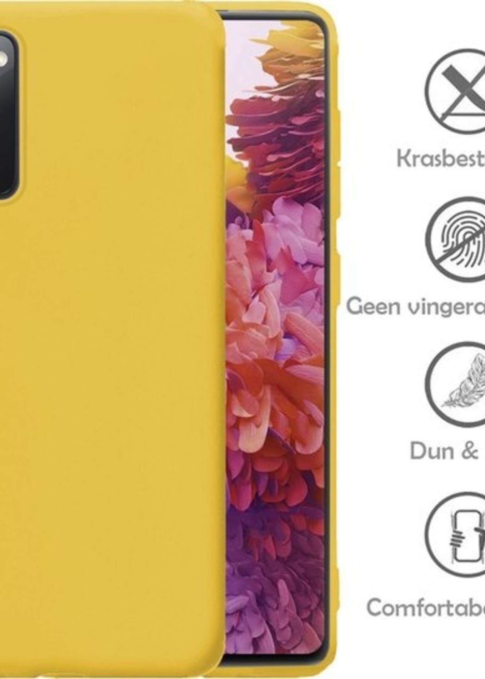 LUQ Hoesje Geschikt voor Samsung S20 FE Hoesje Siliconen Case - Hoes Geschikt voor Samsung Galaxy S20 FE Hoes Siliconen - Geel - 2 Stuks