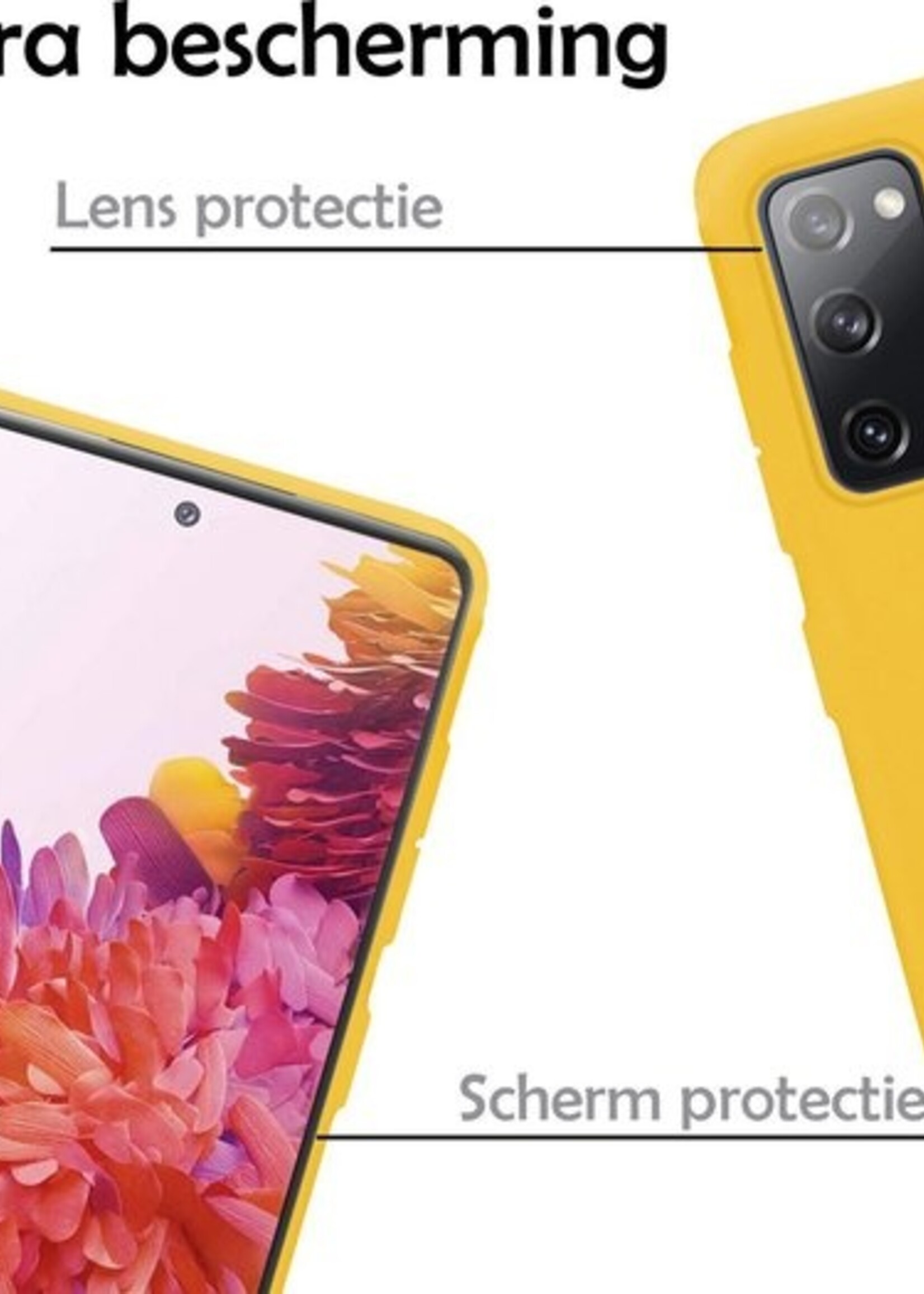 LUQ Hoesje Geschikt voor Samsung S20 FE Hoesje Siliconen Case - Hoes Geschikt voor Samsung Galaxy S20 FE Hoes Siliconen - Geel - 2 Stuks