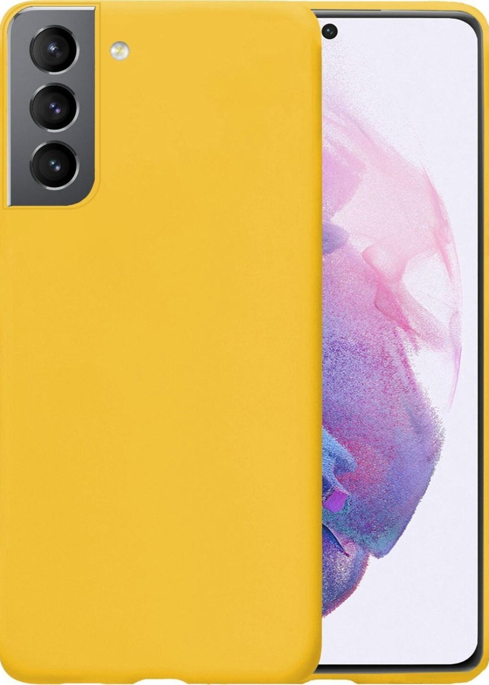 LUQ Hoesje Geschikt voor Samsung S21 Hoesje Siliconen Case - Hoes Geschikt voor Samsung Galaxy S21 Hoes Siliconen - Geel