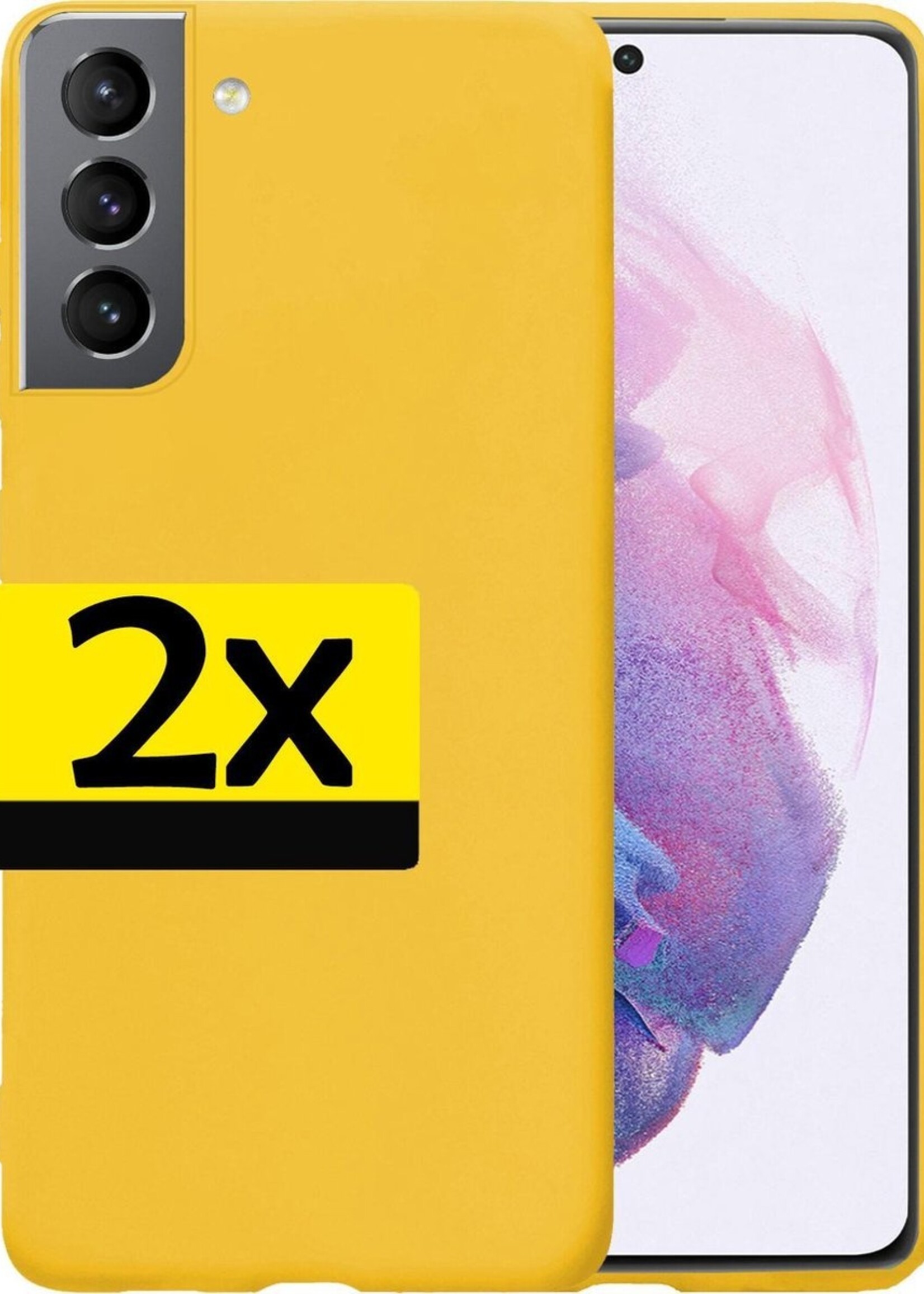 LUQ Hoesje Geschikt voor Samsung S21 Plus Hoesje Siliconen Case - Hoes Geschikt voor Samsung Galaxy S21 Plus Hoes Siliconen - Geel - 2 Stuks
