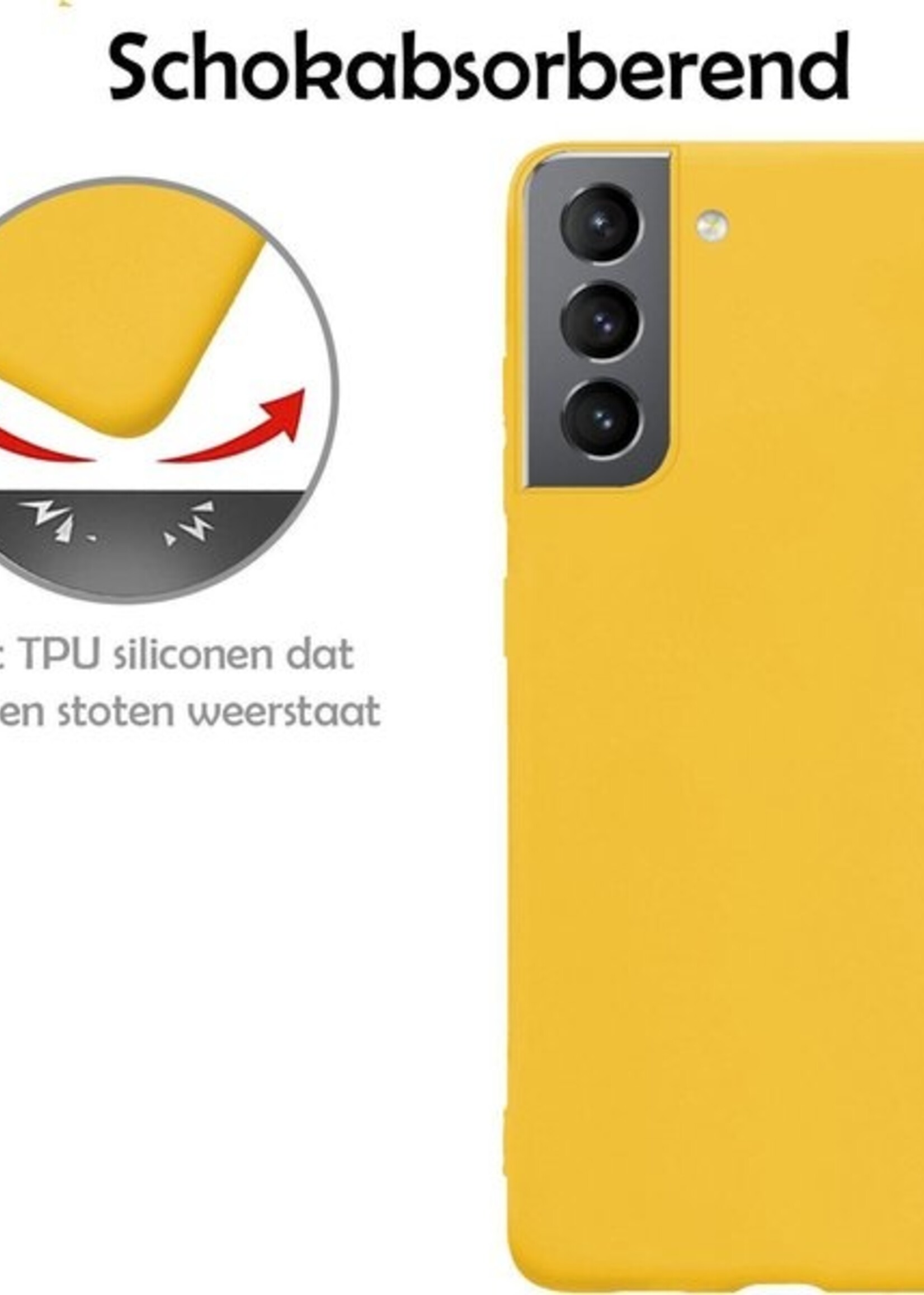 LUQ Hoesje Geschikt voor Samsung S21 Plus Hoesje Siliconen Case - Hoes Geschikt voor Samsung Galaxy S21 Plus Hoes Siliconen - Geel - 2 Stuks