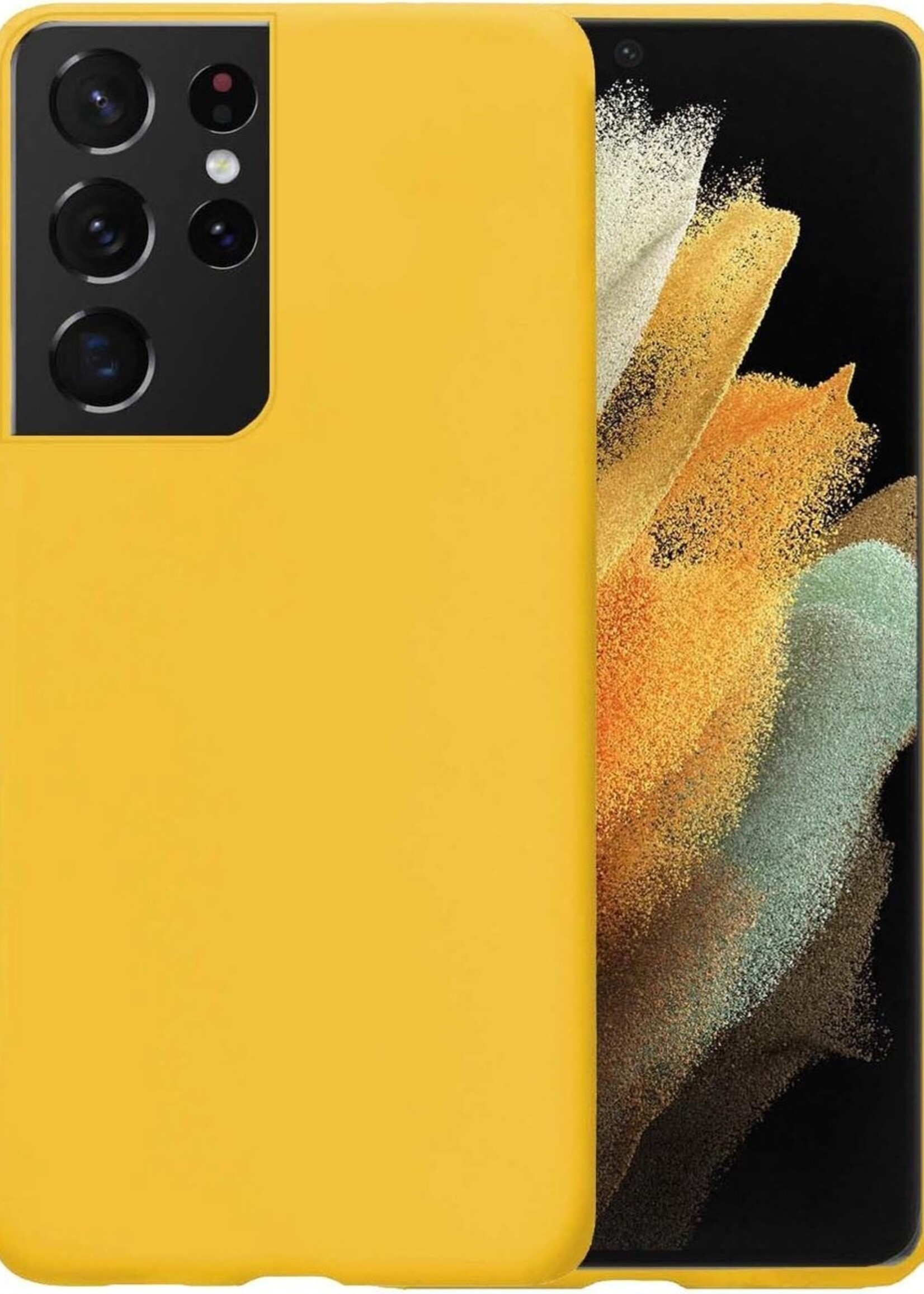LUQ Hoesje Geschikt voor Samsung S21 Ultra Hoesje Siliconen Case - Hoes Geschikt voor Samsung Galaxy S21 Ultra Hoes Siliconen - Geel