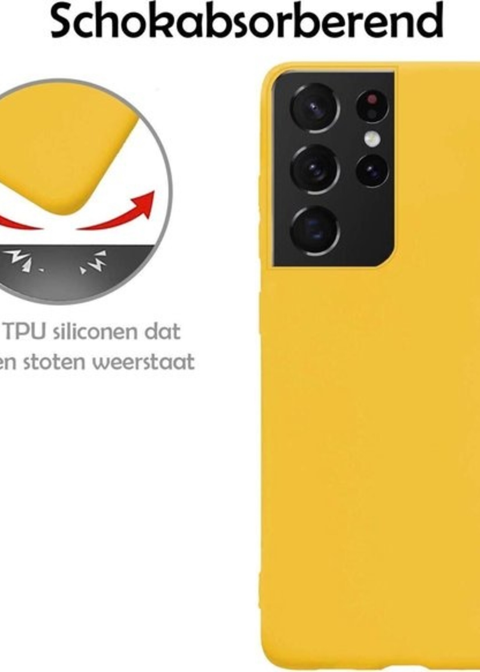 LUQ Hoesje Geschikt voor Samsung S21 Ultra Hoesje Siliconen Case - Hoes Geschikt voor Samsung Galaxy S21 Ultra Hoes Siliconen - Geel