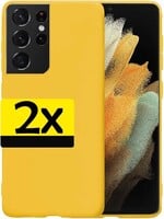 LUQ LUQ Samsung Galaxy S21 Ultra hoesje siliconen - Geel - 2 PACK