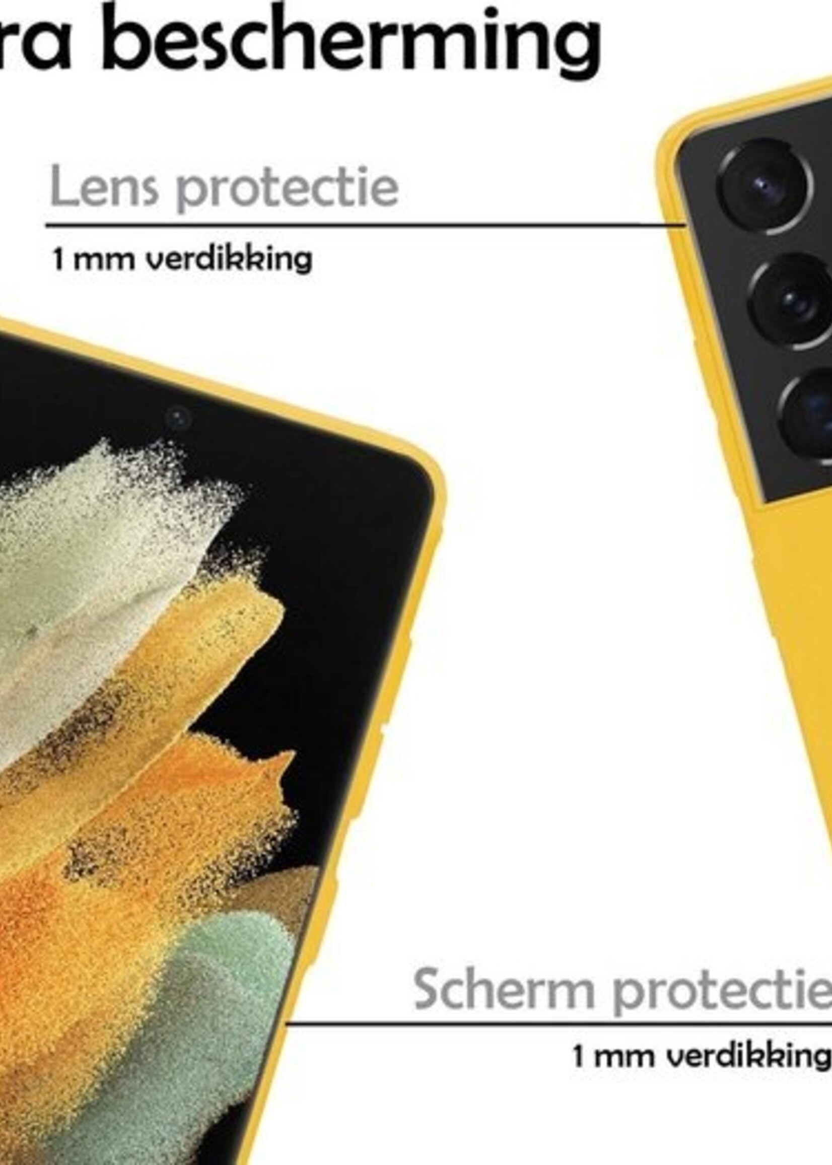 LUQ Hoesje Geschikt voor Samsung S21 Ultra Hoesje Siliconen Case - Hoes Geschikt voor Samsung Galaxy S21 Ultra Hoes Siliconen - Geel - 2 Stuks