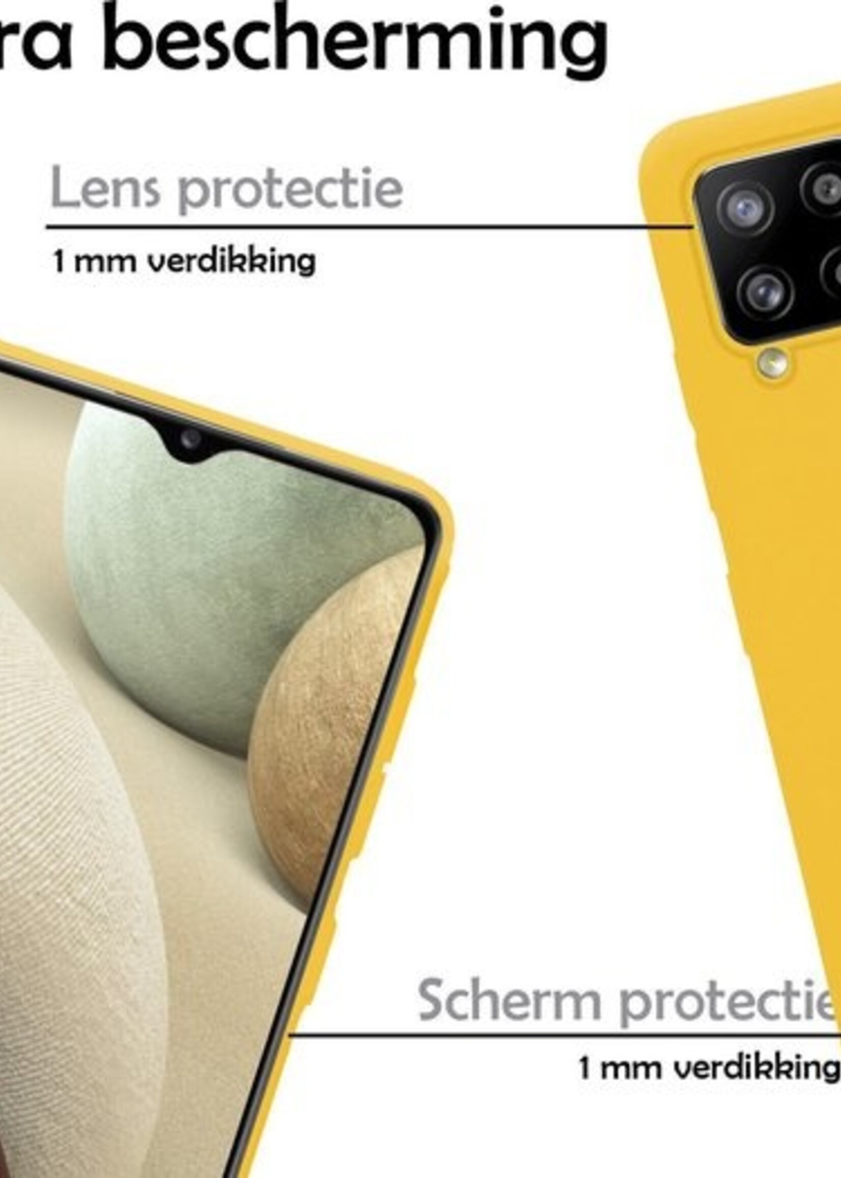 LUQ Hoesje Geschikt voor Samsung A12 Hoesje Siliconen Case - Hoes Geschikt voor Samsung Galaxy A12 Hoes Siliconen - Geel - 2 Stuks