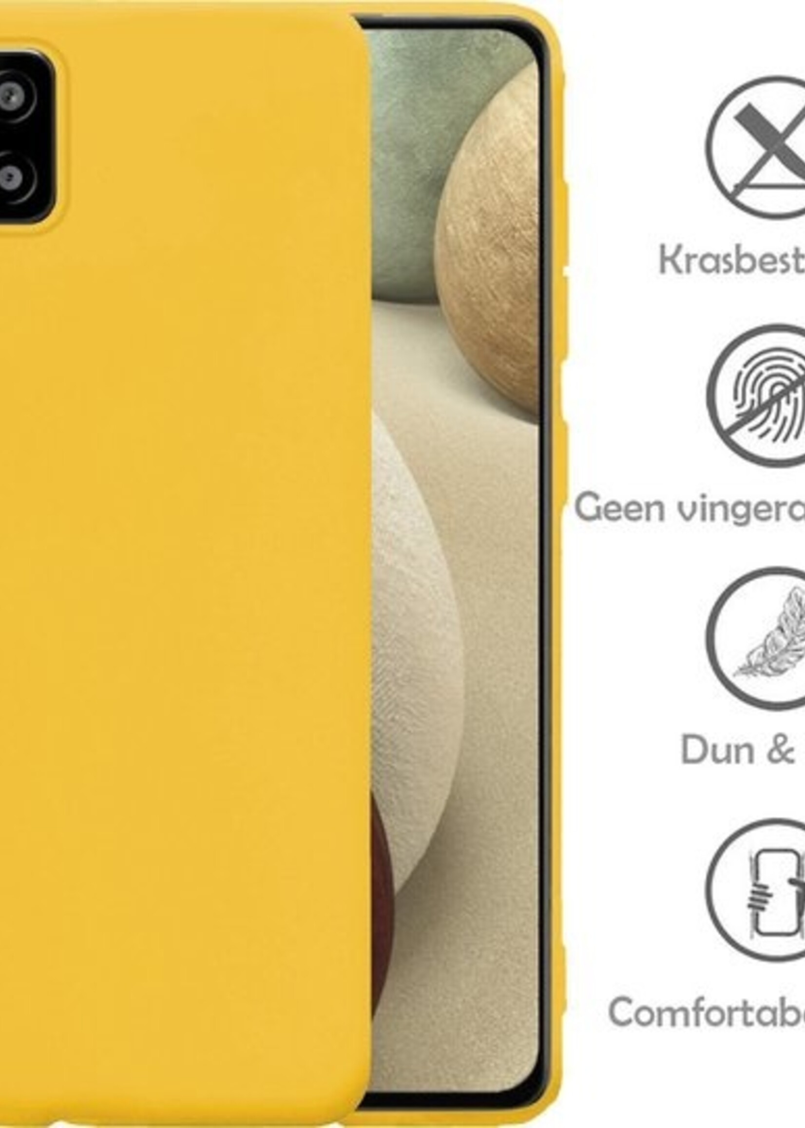 LUQ Hoesje Geschikt voor Samsung A12 Hoesje Siliconen Case - Hoes Geschikt voor Samsung Galaxy A12 Hoes Siliconen - Geel - 2 Stuks
