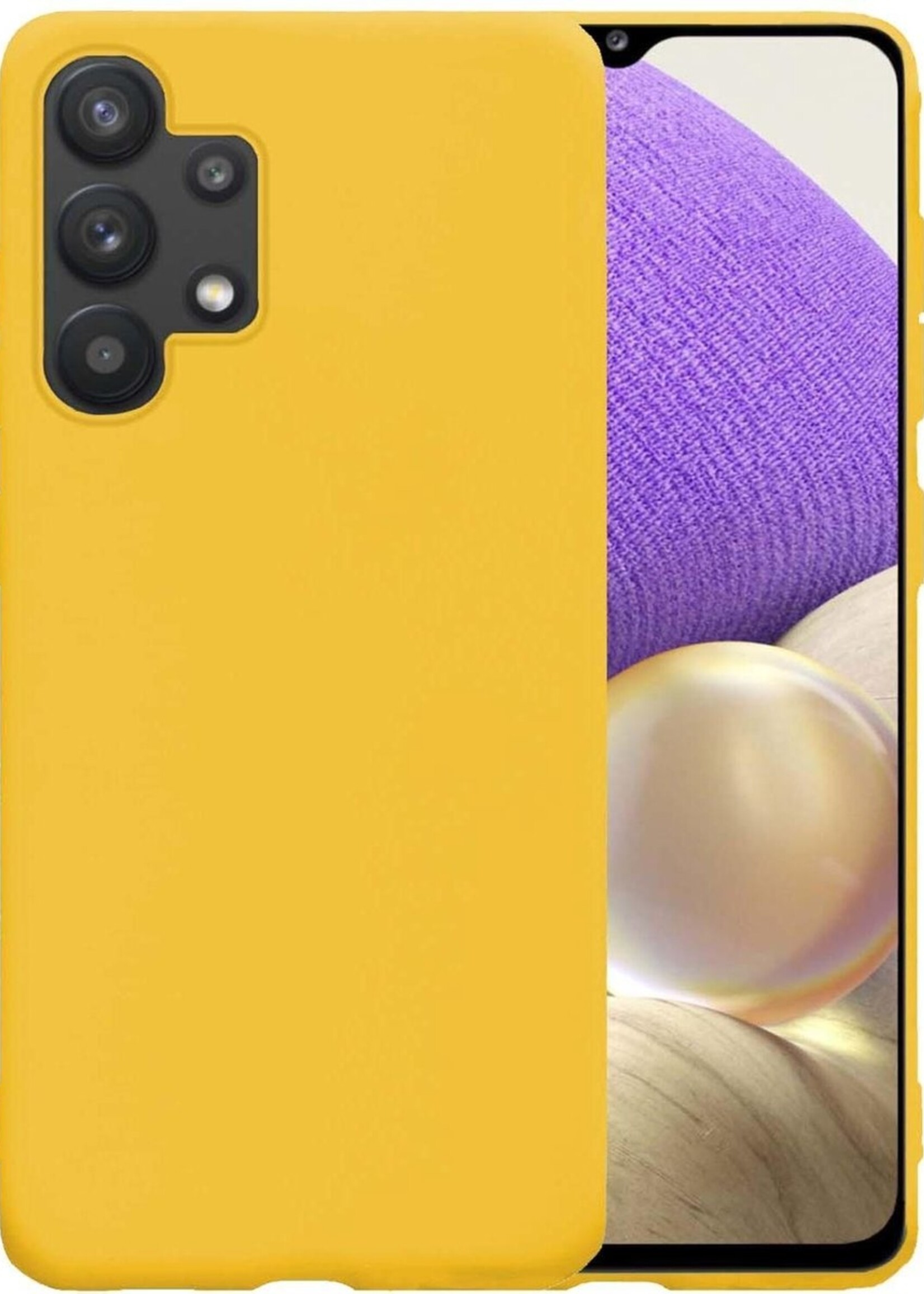 LUQ Hoesje Geschikt voor Samsung A32 5G Hoesje Siliconen Case - Hoes Geschikt voor Samsung Galaxy A32 5G Hoes Siliconen - Geel