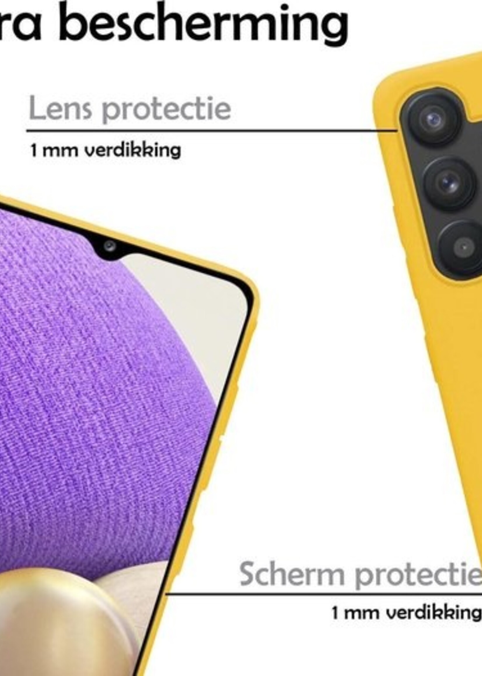 LUQ Hoesje Geschikt voor Samsung A32 5G Hoesje Siliconen Case - Hoes Geschikt voor Samsung Galaxy A32 5G Hoes Siliconen - Geel - 2 Stuks