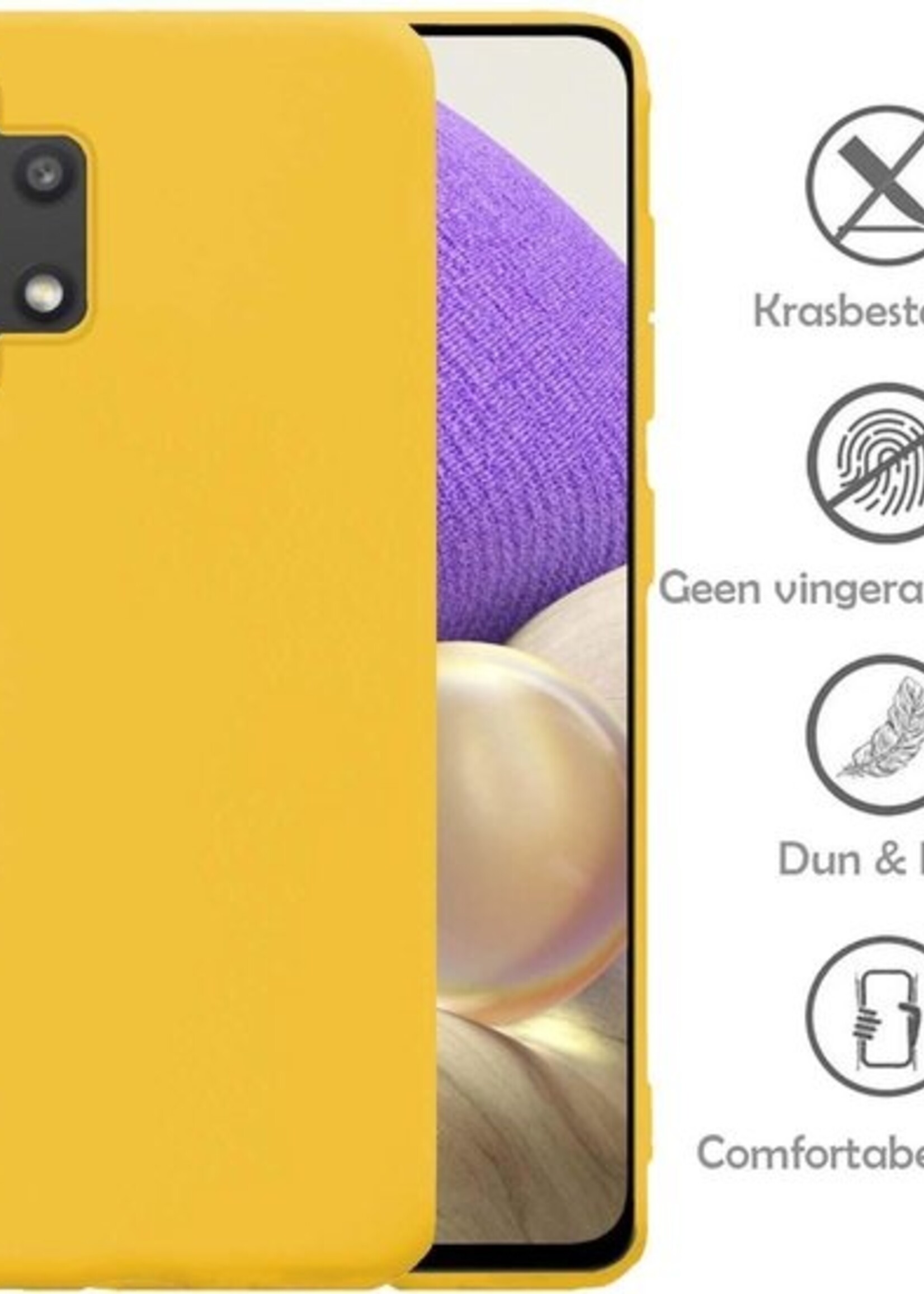 LUQ Hoesje Geschikt voor Samsung A32 5G Hoesje Siliconen Case - Hoes Geschikt voor Samsung Galaxy A32 5G Hoes Siliconen - Geel - 2 Stuks