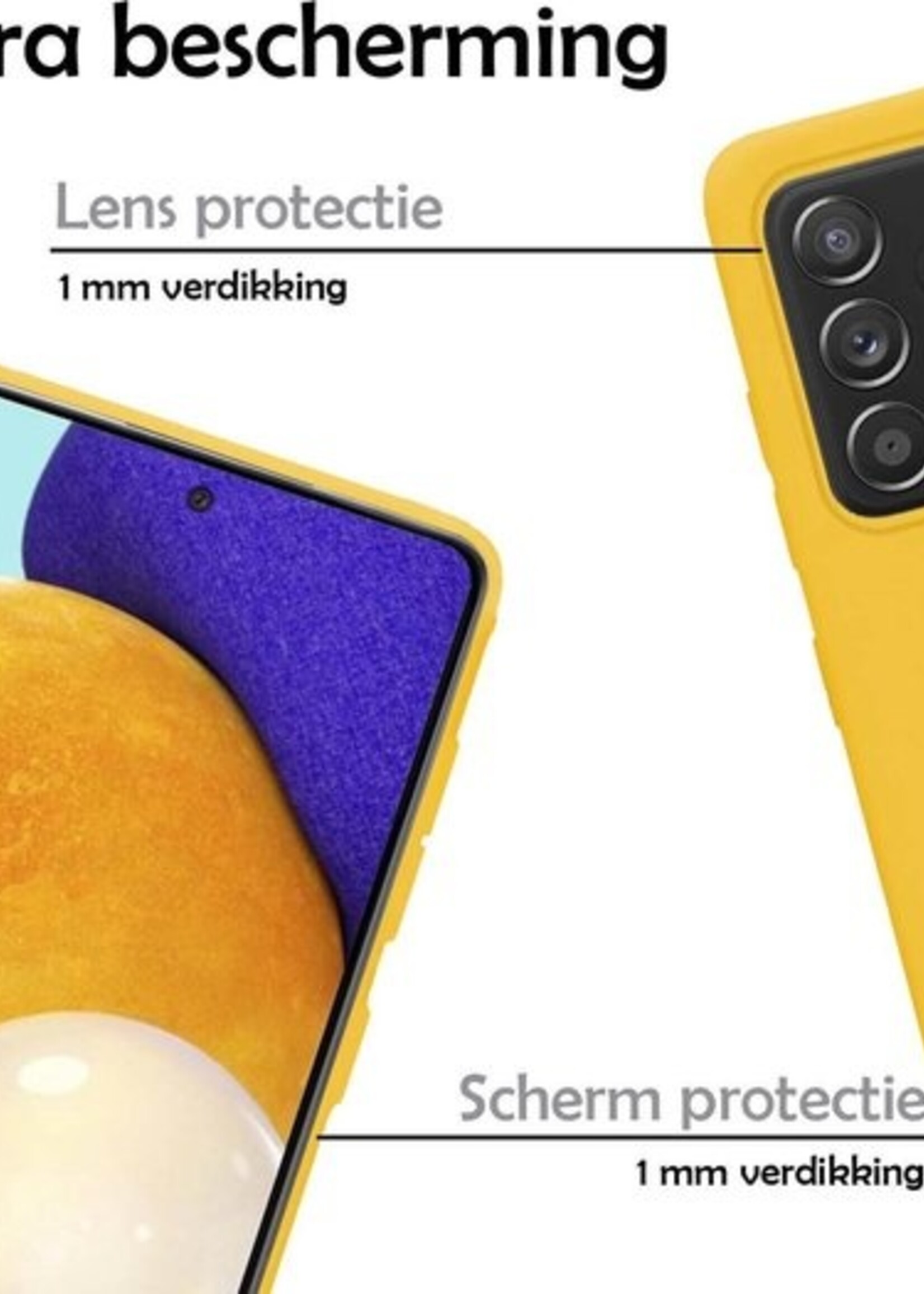 LUQ Hoesje Geschikt voor Samsung A52 Hoesje Siliconen Case - Hoes Geschikt voor Samsung Galaxy A52 Hoes Siliconen - Geel