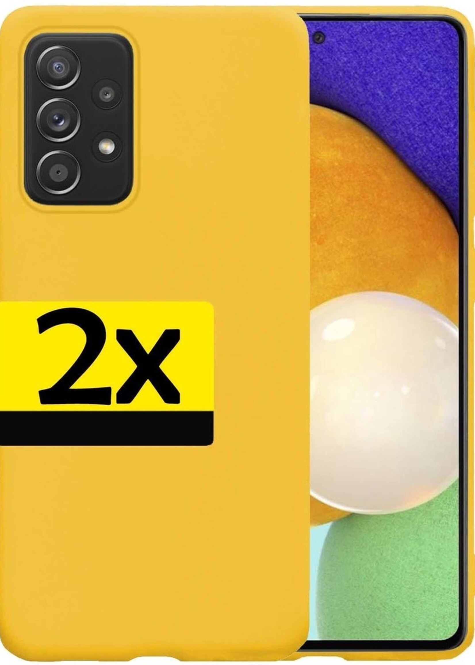 LUQ Hoesje Geschikt voor Samsung A52 Hoesje Siliconen Case - Hoes Geschikt voor Samsung Galaxy A52 Hoes Siliconen - Geel - 2 Stuks