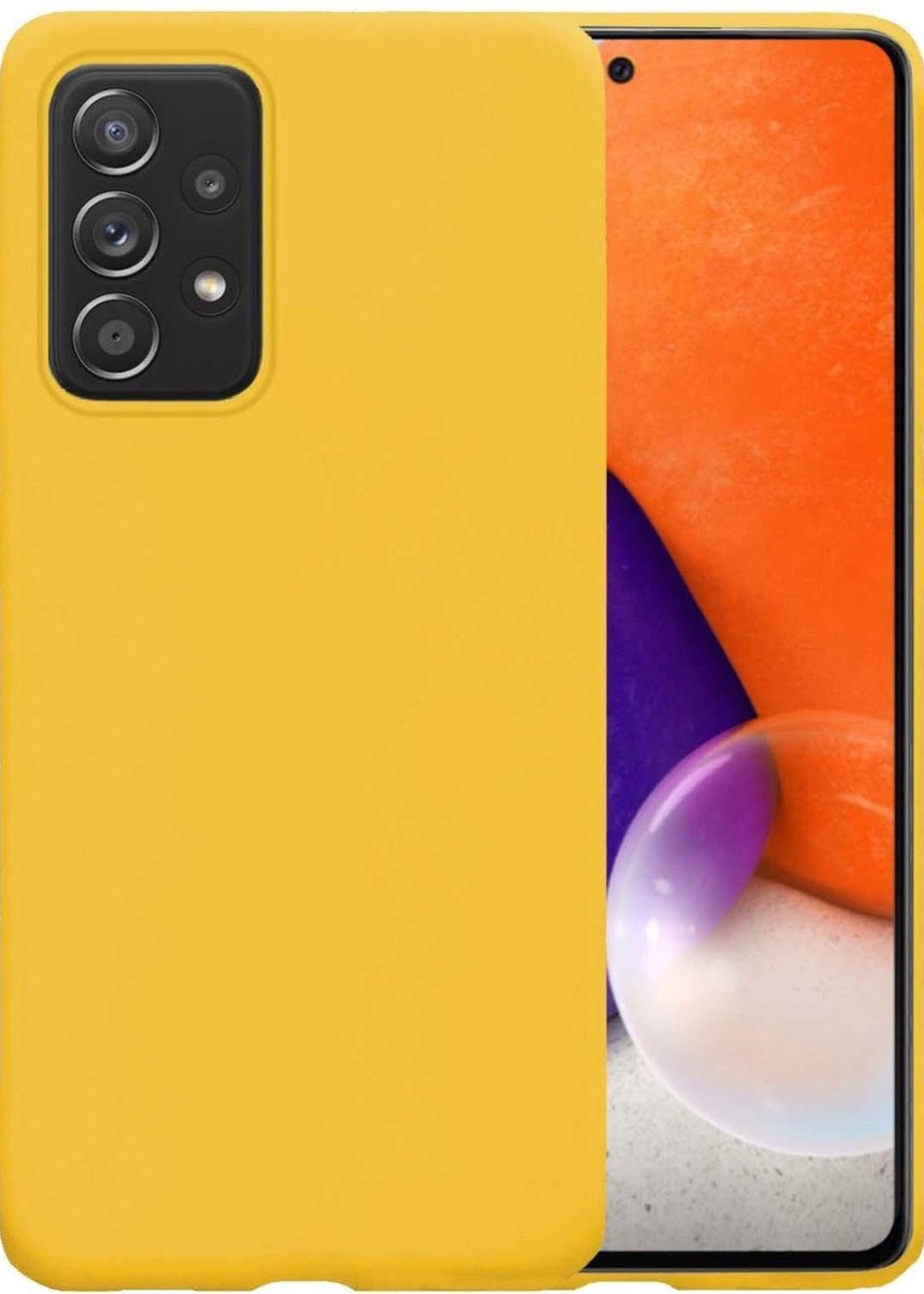LUQ Hoesje Geschikt voor Samsung A72 Hoesje Siliconen Case - Hoes Geschikt voor Samsung Galaxy A72 Hoes Siliconen - Geel