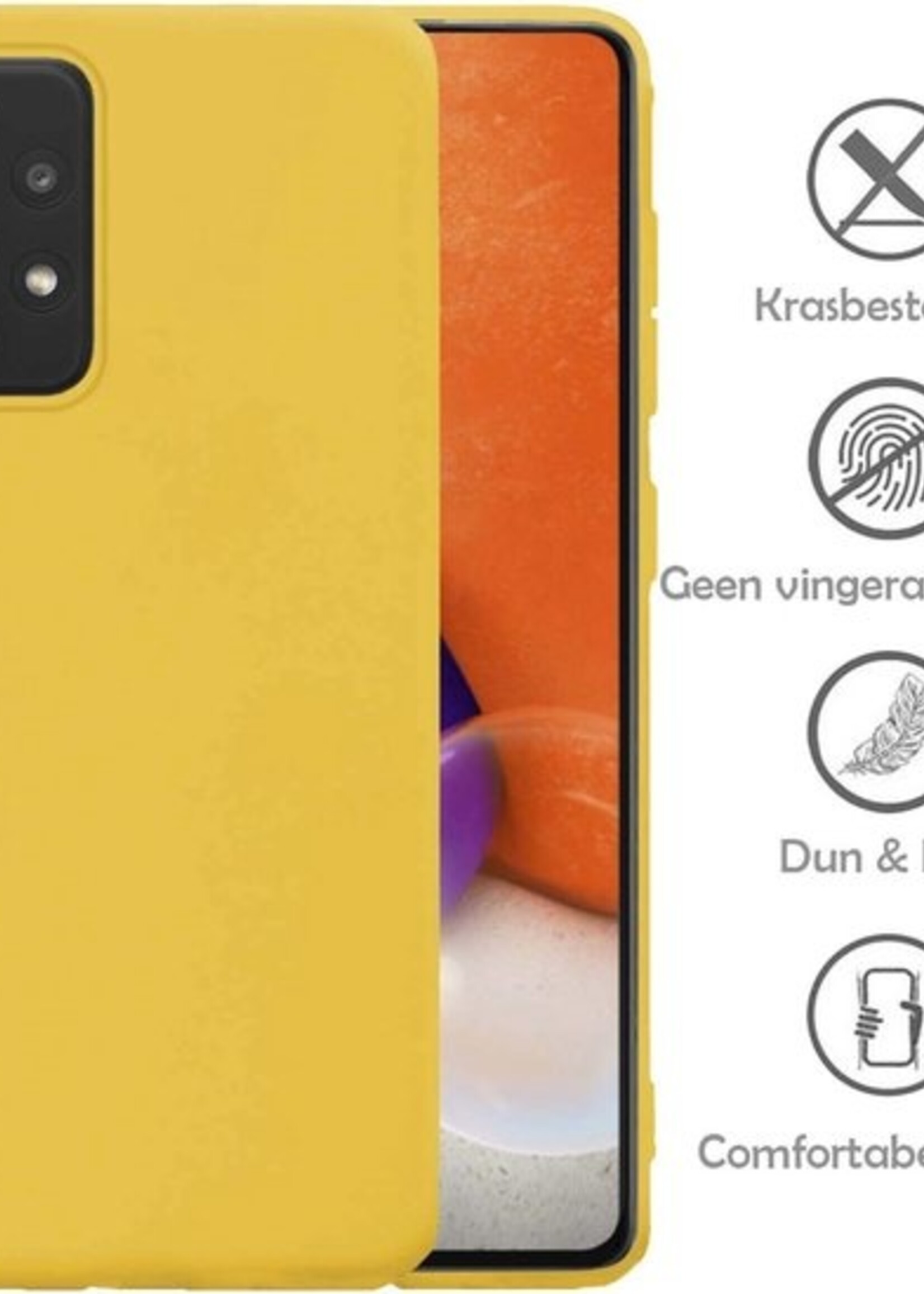 LUQ Hoesje Geschikt voor Samsung A72 Hoesje Siliconen Case - Hoes Geschikt voor Samsung Galaxy A72 Hoes Siliconen - Geel