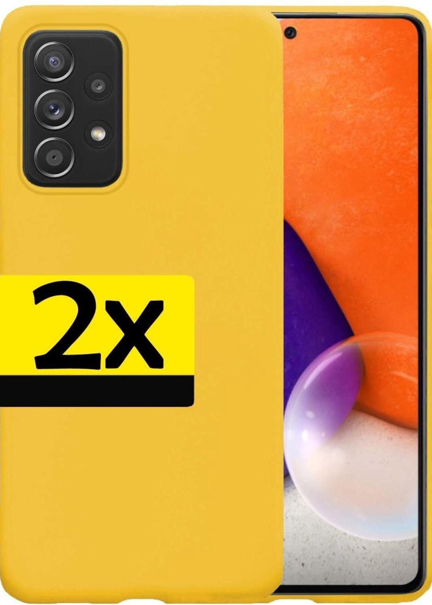 LUQ Hoesje Geschikt voor Samsung A72 Hoesje Siliconen Case - Hoes Geschikt voor Samsung Galaxy A72 Hoes Siliconen - Geel - 2 Stuks