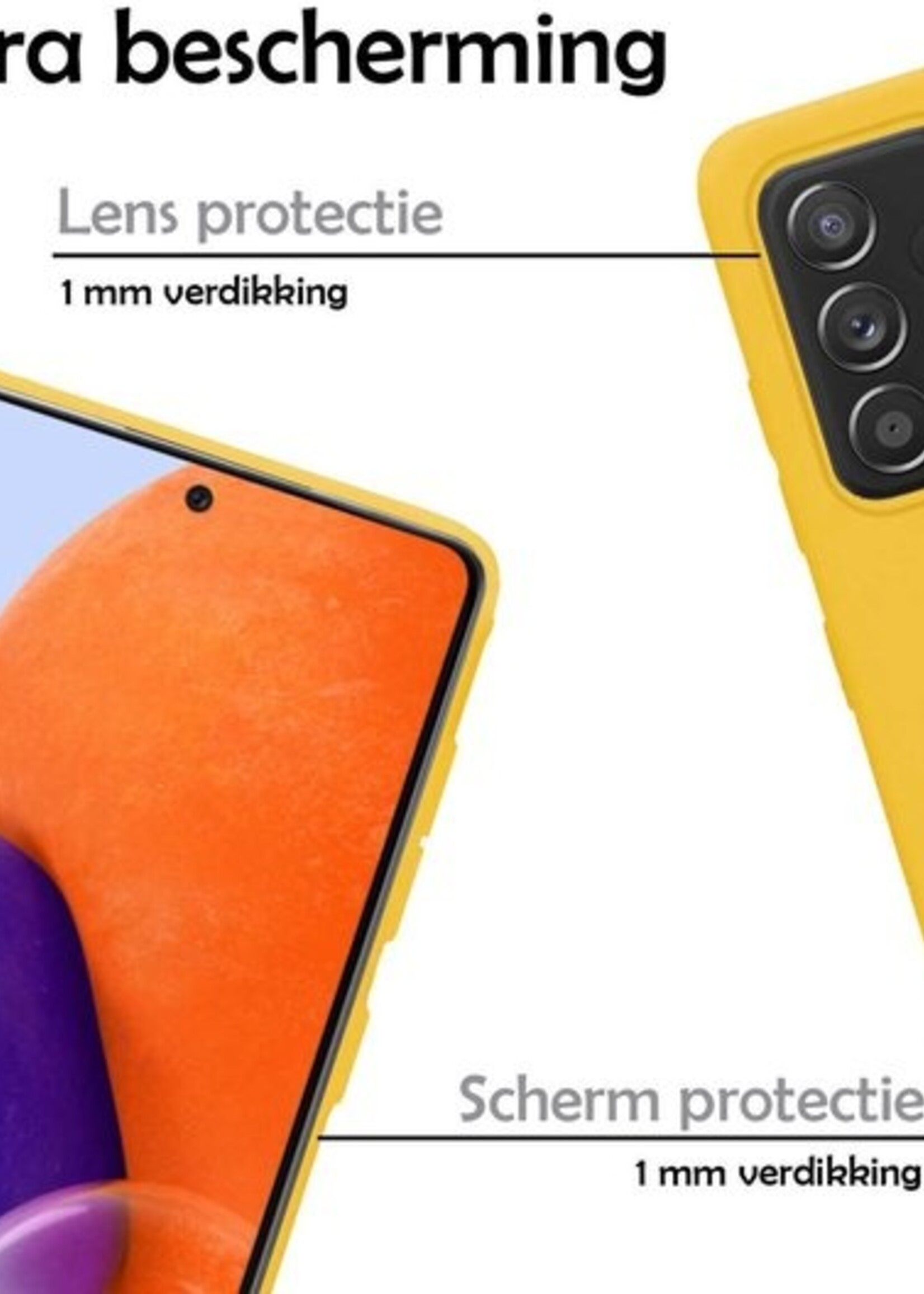 LUQ Hoesje Geschikt voor Samsung A72 Hoesje Siliconen Case - Hoes Geschikt voor Samsung Galaxy A72 Hoes Siliconen - Geel - 2 Stuks