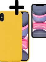 LUQ LUQ iPhone X hoesje siliconen geel met screenprotector