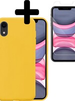 LUQ LUQ iPhone XR hoesje siliconen geel met screenprotector