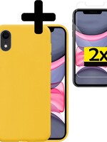 LUQ LUQ iPhone XR hoesje siliconen geel met 2x screenprotector