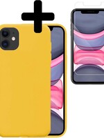 LUQ LUQ iPhone 11 hoesje siliconen geel met screenprotector
