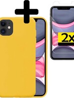 LUQ LUQ iPhone 11 hoesje siliconen geel met 2x screenprotector
