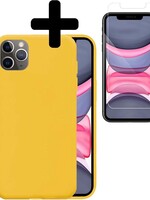 LUQ LUQ iPhone 11 Pro hoesje siliconen geel met screenprotector