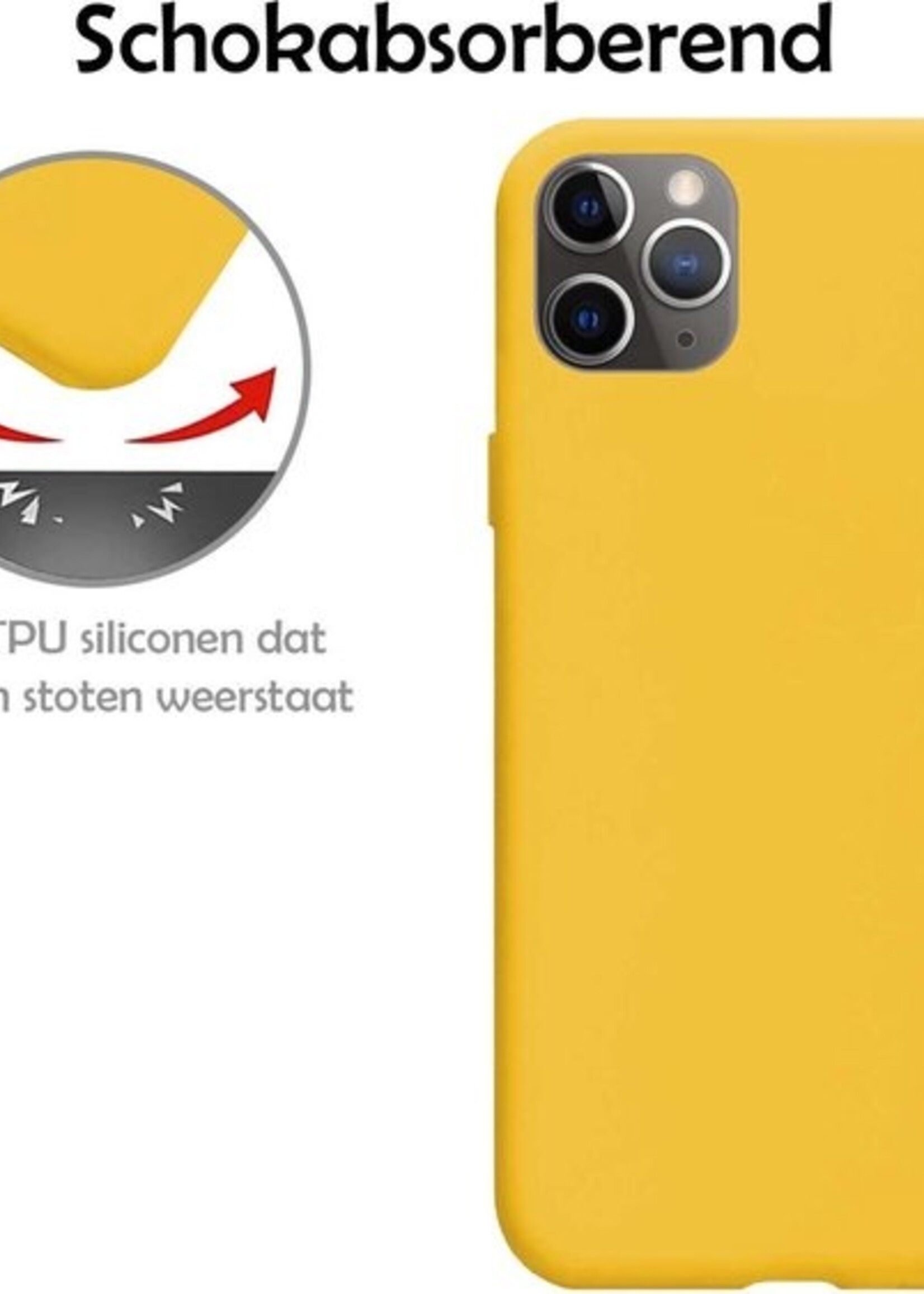 LUQ Hoesje Geschikt voor iPhone 11 Pro Hoesje Siliconen Case Met Screenprotector - Hoes Geschikt voor iPhone 11 Pro Hoes Siliconen - Geel