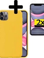 LUQ LUQ iPhone 11 Pro Max hoesje siliconen geel met 2x screenprotector