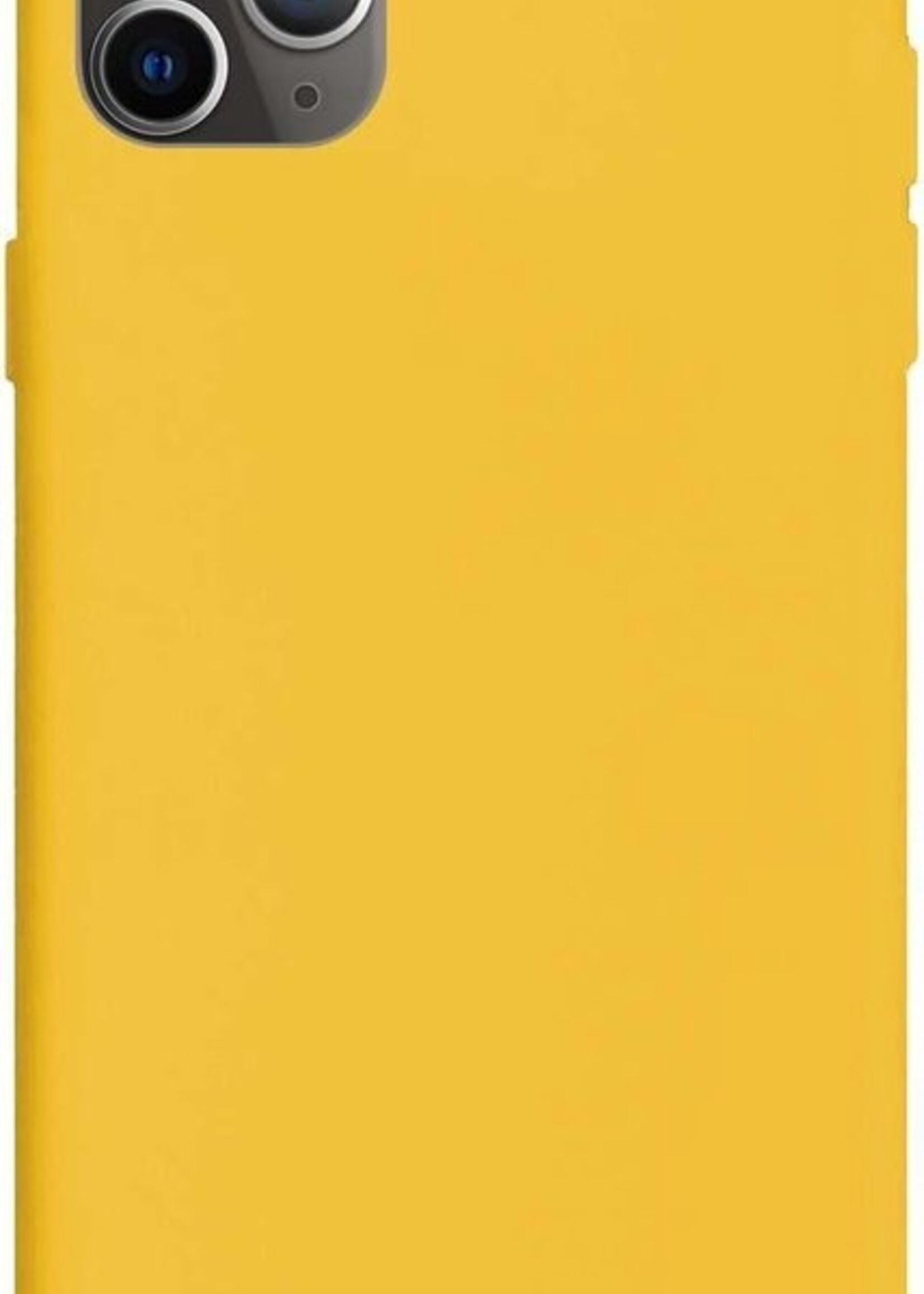 LUQ Hoesje Geschikt voor iPhone 11 Pro Max Hoesje Siliconen Case Met 2x Screenprotector - Hoes Geschikt voor iPhone 11 Pro Max Hoes Siliconen - Geel