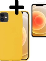 LUQ LUQ iPhone 12 hoesje siliconen geel met screenprotector